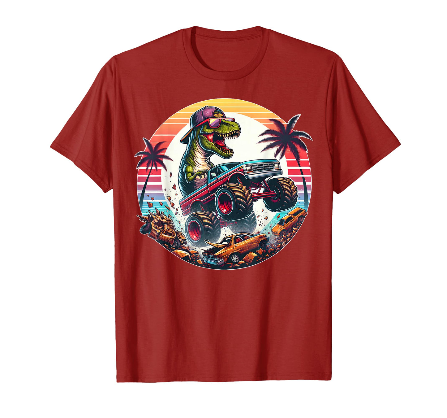 T-rex Dinosaur Monster Truck Vintage Kids Youth Toddlers Jam T-Shirt