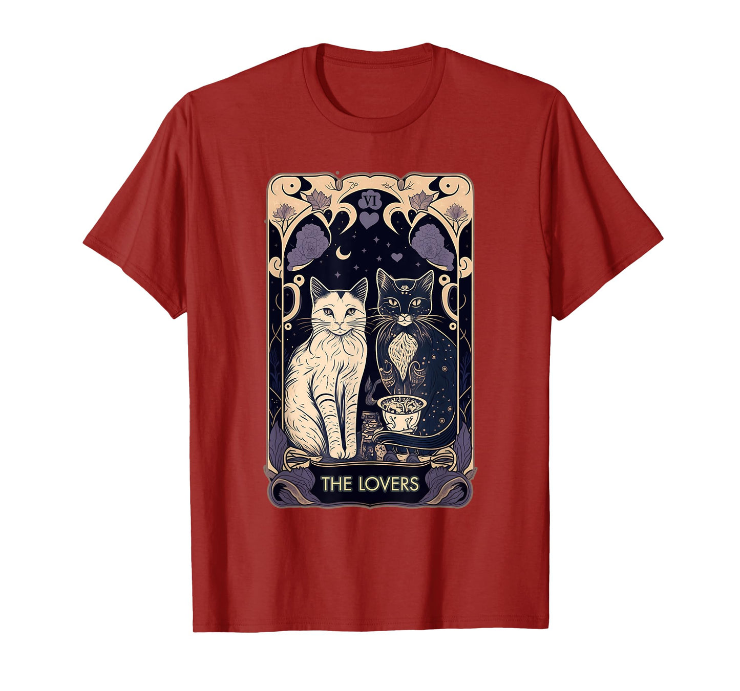 Cute Cat The Lovers Tarot Card Cat Tarot Card Graphic T-Shirt