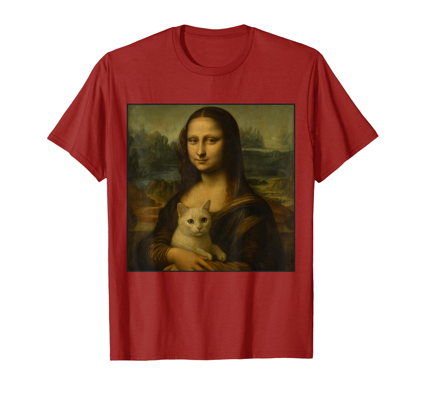 Mona Lisa Holding Cat Funny Cat Lover Art Painting Men Women Kids T-Shirt