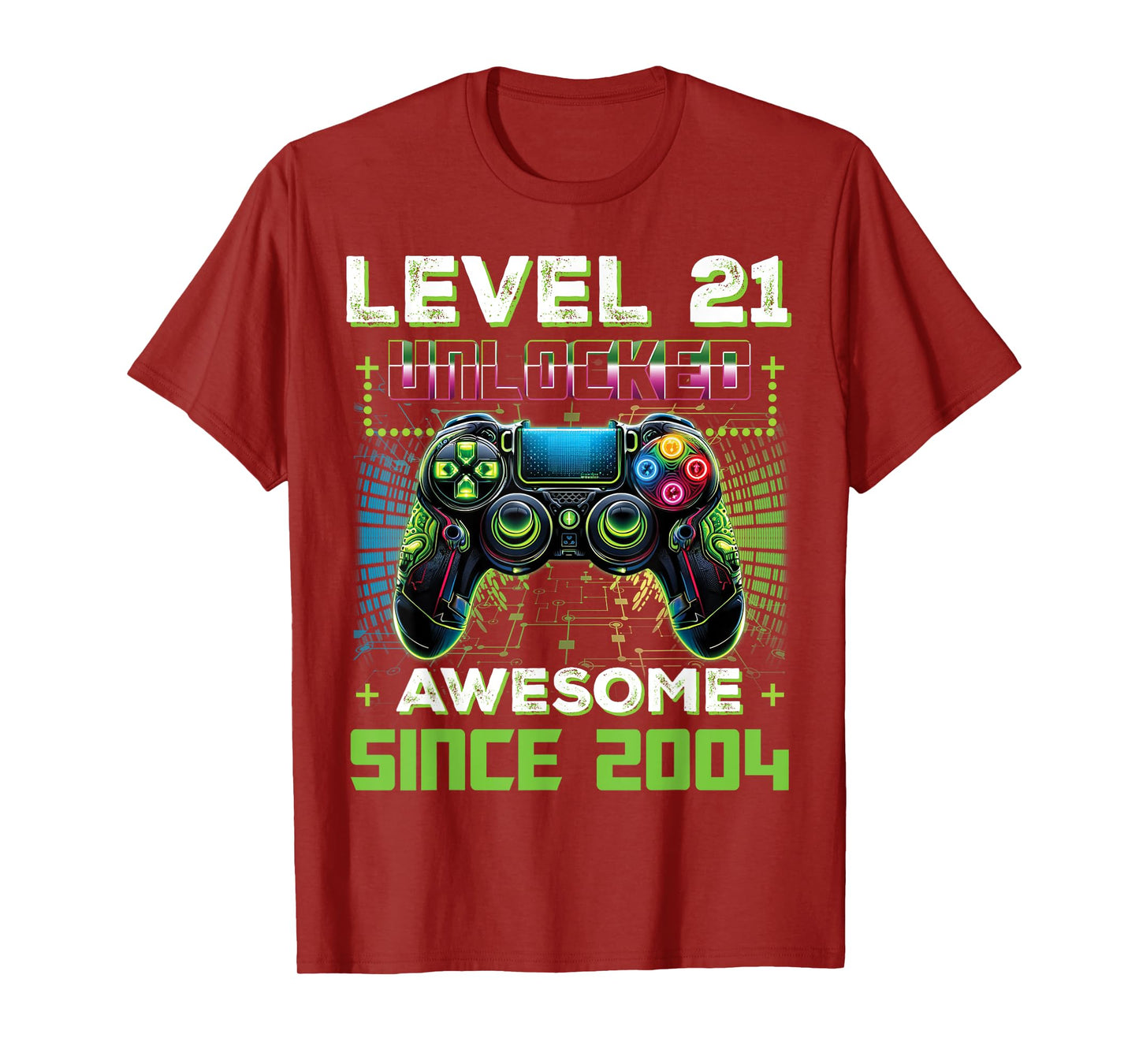 Level 21 Unlocked Video Game Controller 21st Birthday Gamer T-Shirt