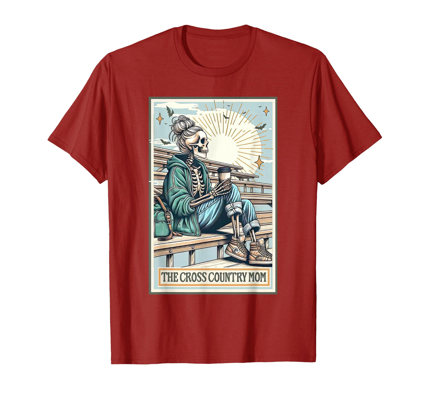 The Cross Country Mom Skeleton Tarot Card Track Mom Running T-Shirt
