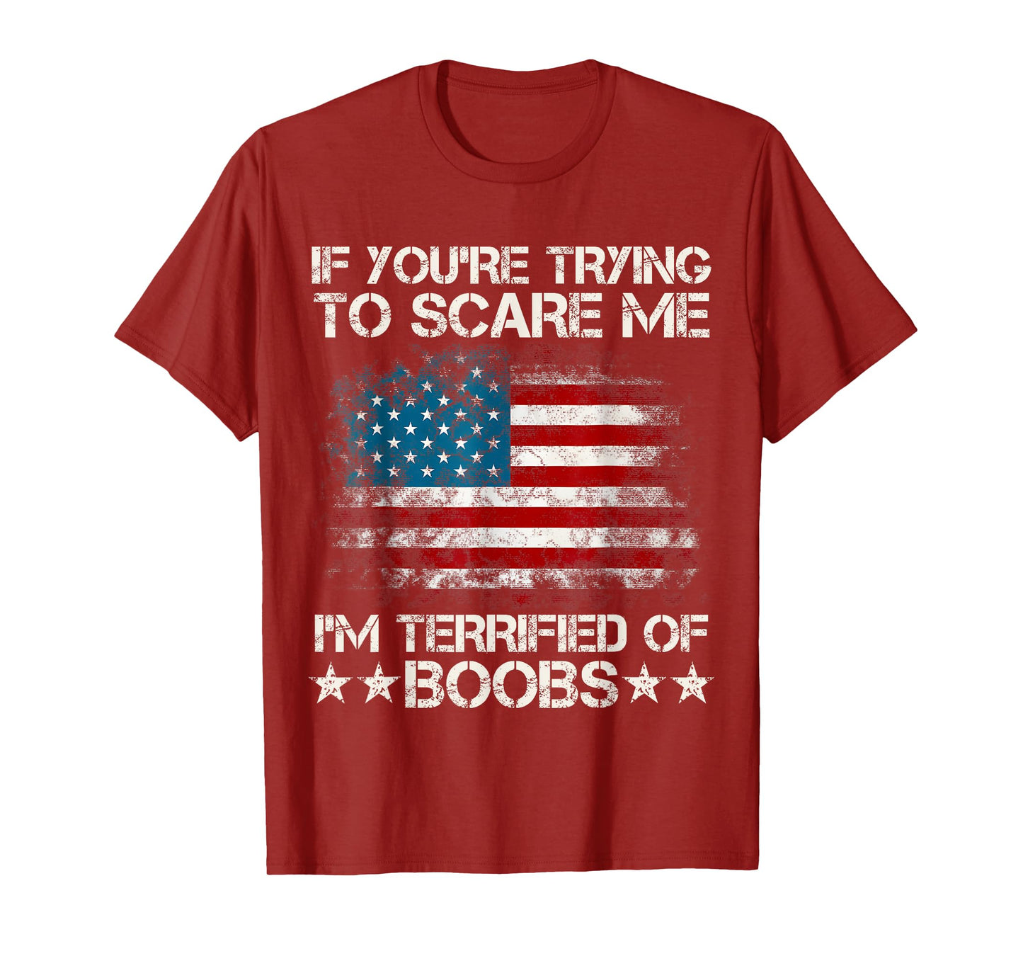 If You're Trying To Scare Me I'm Terrified Of Boobs USA Flag T-Shirt