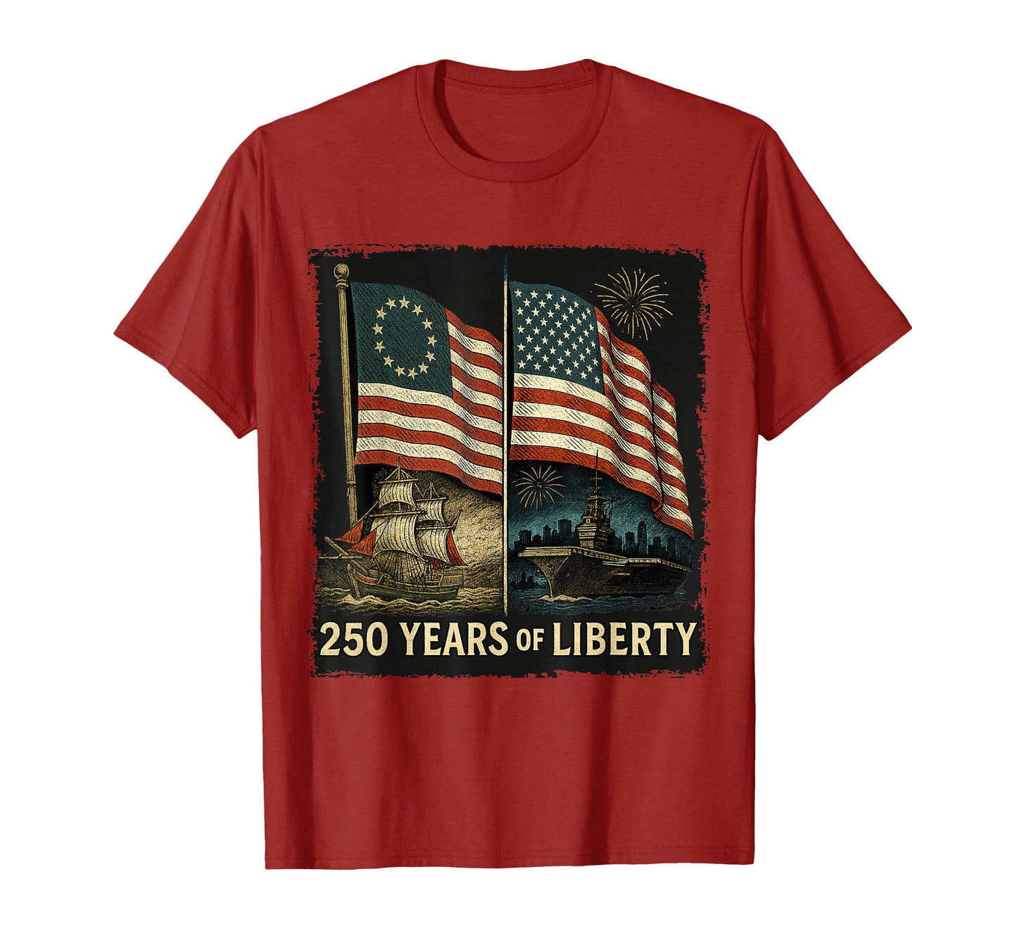 Betsy Ross Flag 250 Years of Liberty 250th Birthday T-Shirt