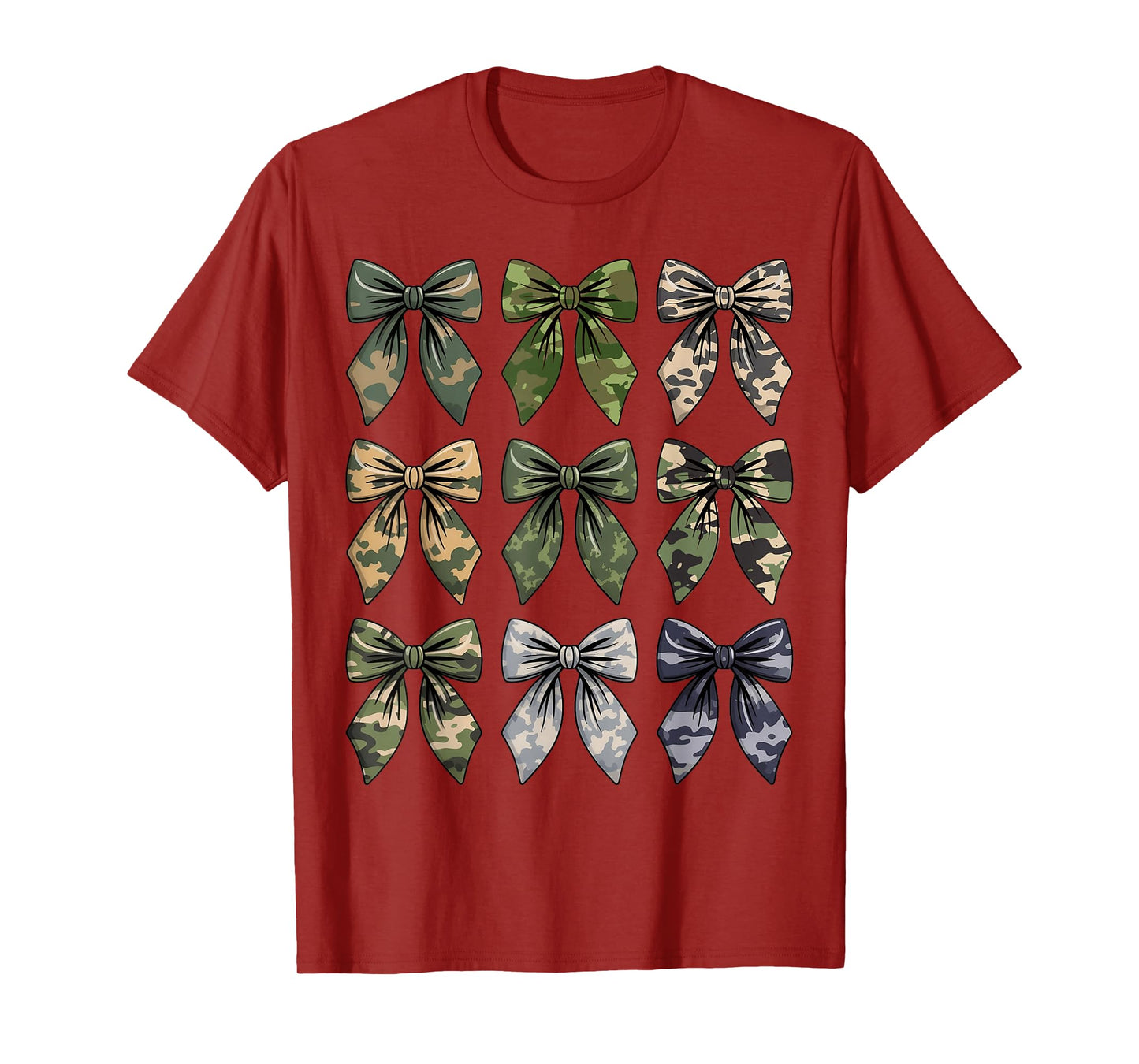Camouflage Bow Women Girls Teens Coquette Bow Camo Hunting T-Shirt