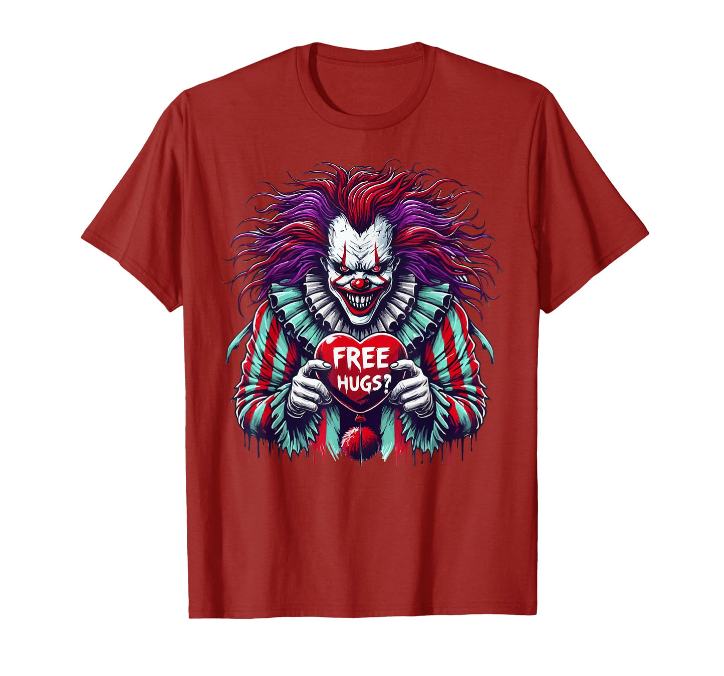Free Hugs? Scary Horror Clown Lazy Halloween Costume Tee T-Shirt
