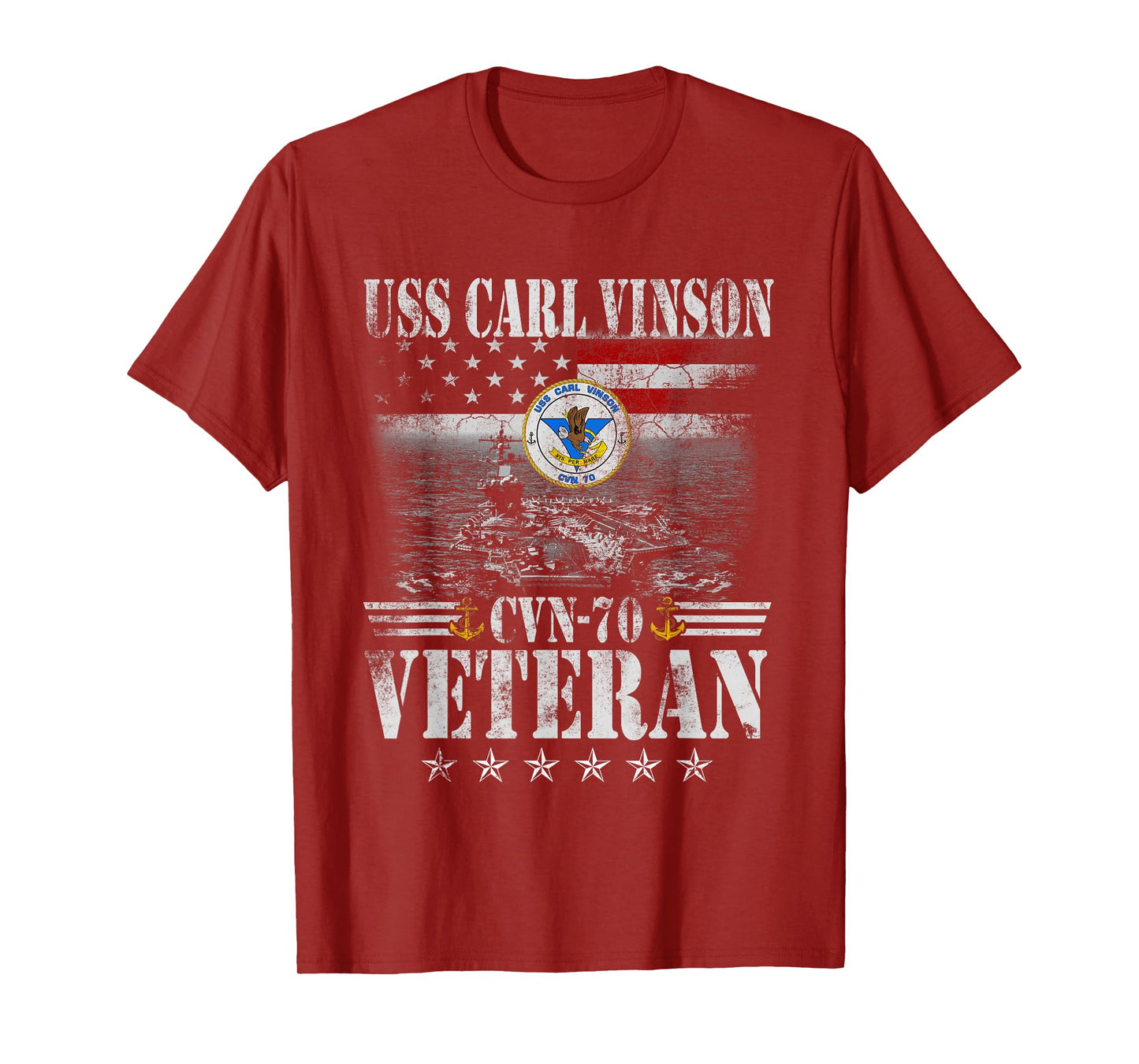 USS Carl Vinson CVN-70 Aircraft Carrier USA Flag Veteran Men T-Shirt