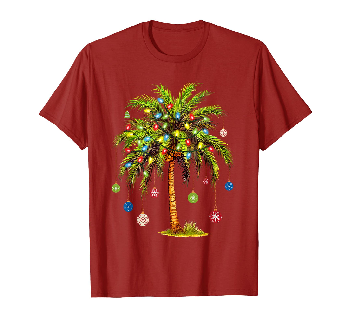 Christmas Palm Tree Light Hawaiian Tropical Xmas T-Shirt