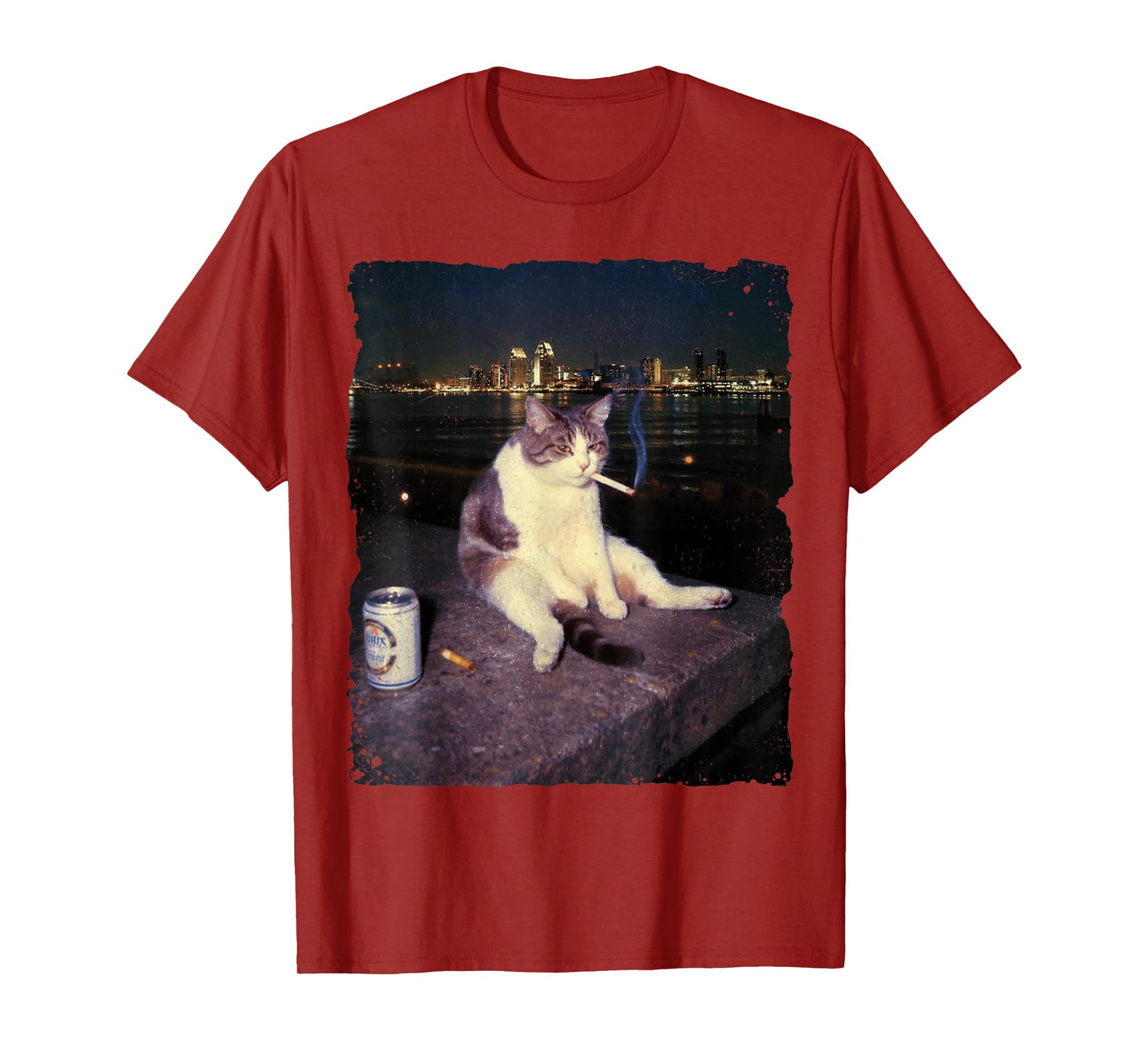Cat Meme Cat Smoking Cigarette T-Shirt