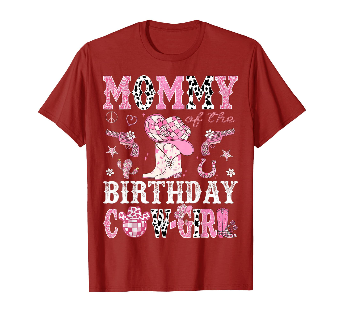 Mommy Of The Birthday Cow-Girl Pink Disco Rodeo Western T-Shirt