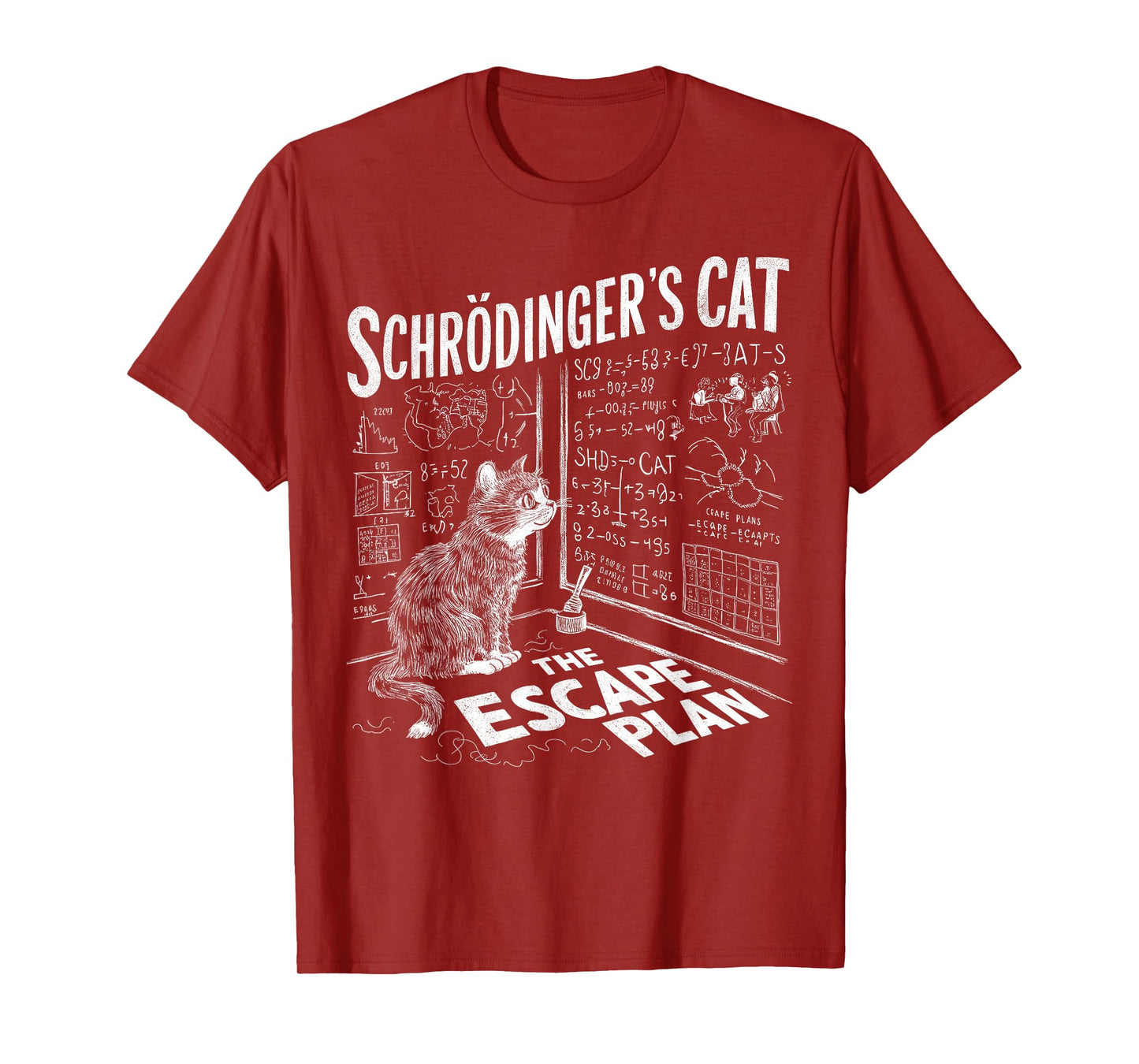 Schrödingers Cat Escape Plan Funny Science T-Shirt
