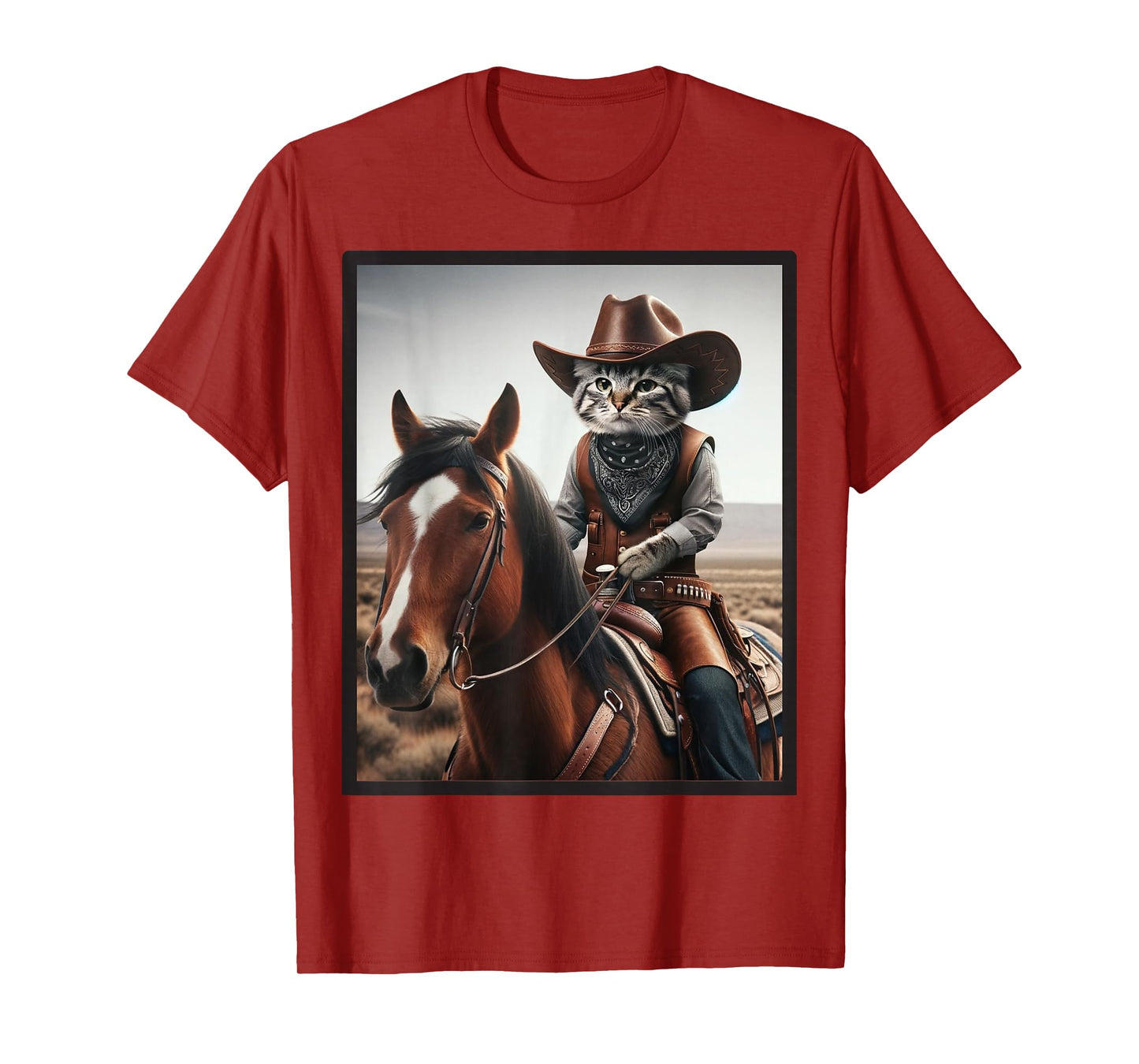 Cat Cowboy Funny Cats Kitten Riding Horse Cowboy Hat T-Shirt