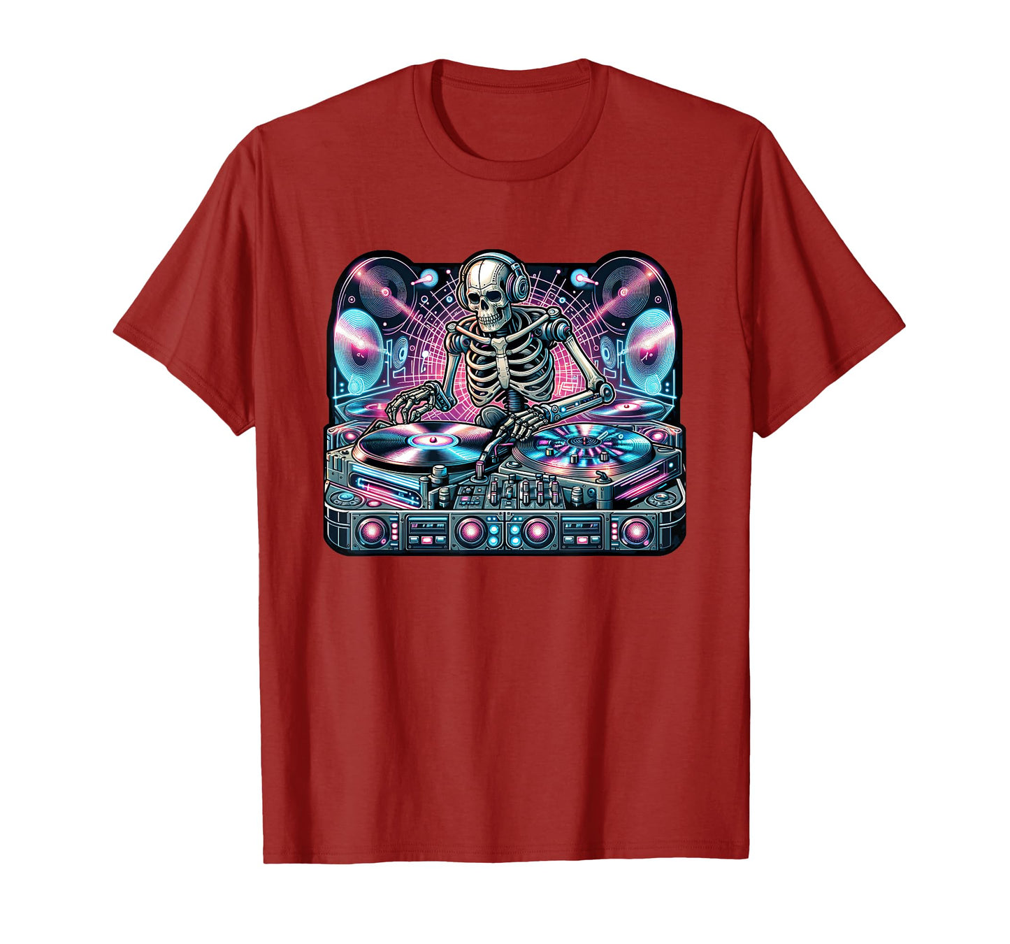 Cyberpunk Music DJ Robotic Skeleton Streetwear Spin Master T-Shirt