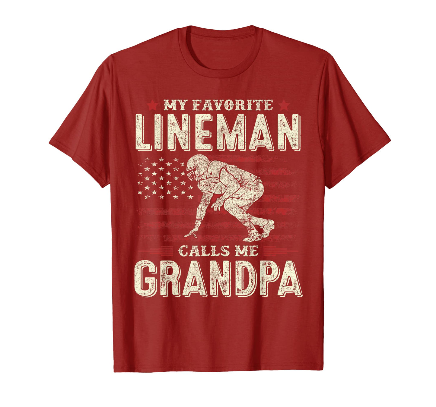 Father's Day Favorite Lineman Calls Me Grandpa Flag Football T-Shirt