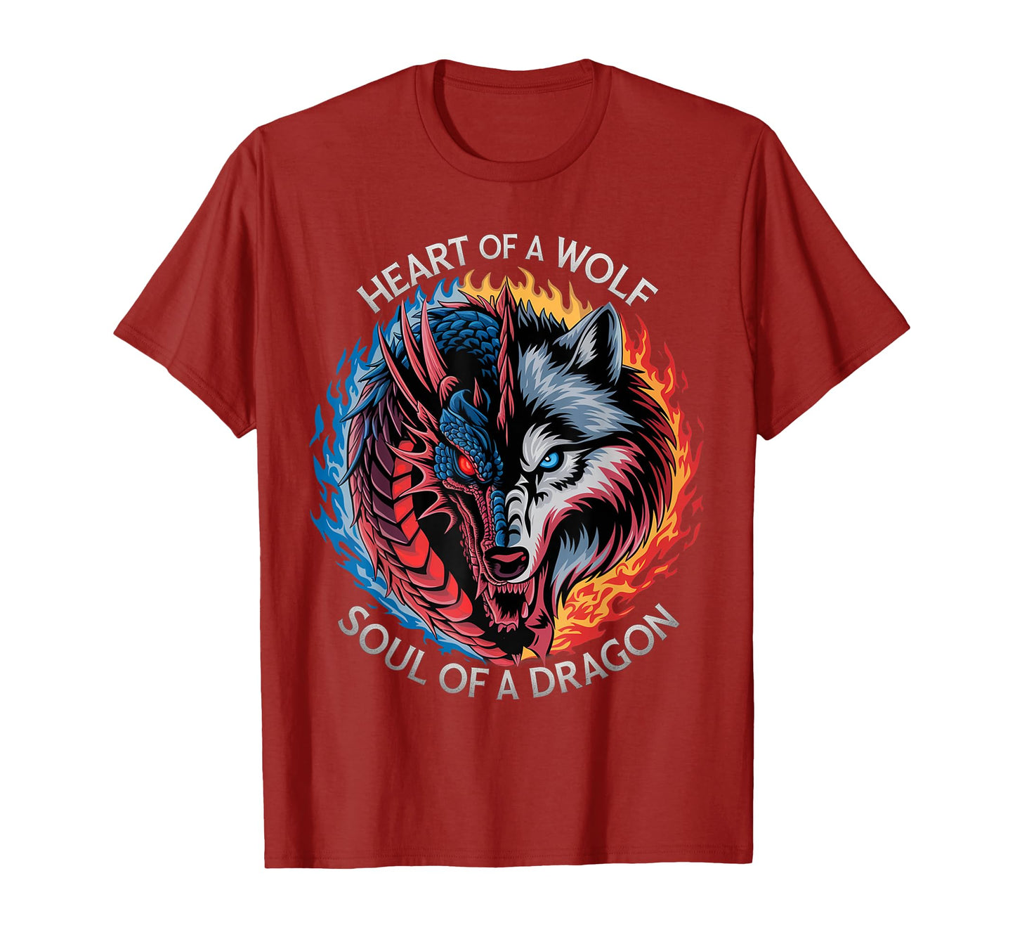 Heart Of A Wolf Soul Of A Dragon Lover Warrior Men Women T-Shirt