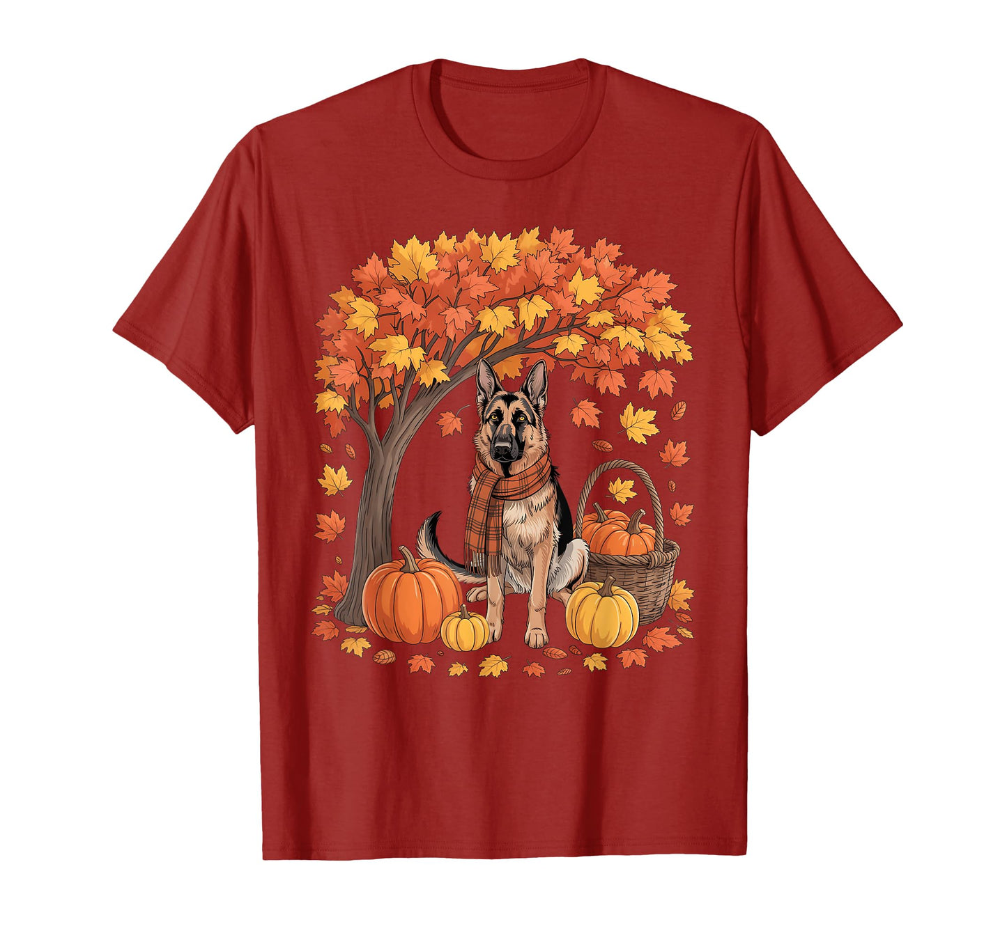 German Shepherd Dog Fall Scarf Pumpkin Autumn Thanksgiving T-Shirt