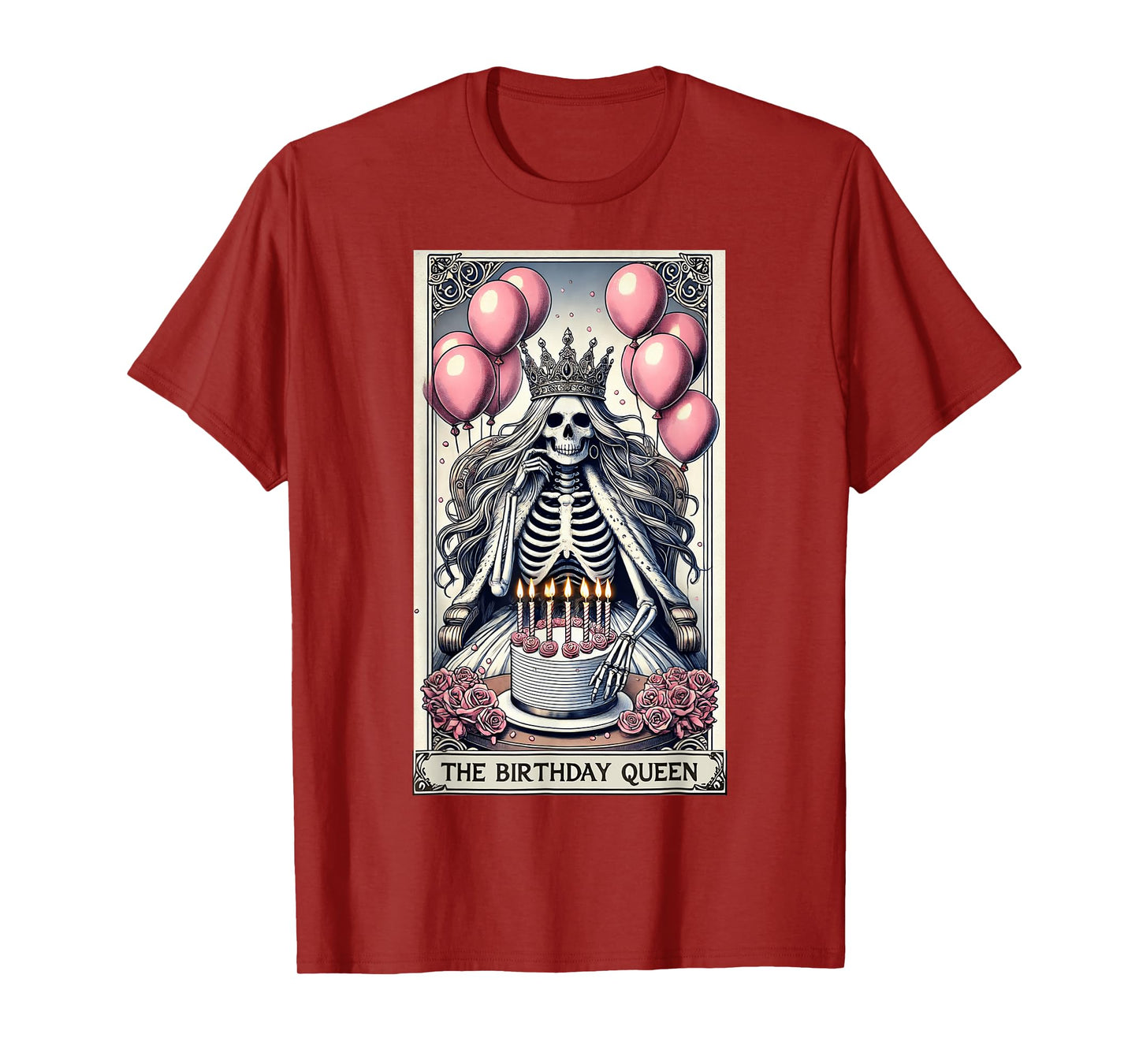 Birthday Queen Tarot Card Cute Gothic Skeleton Halloween T-Shirt