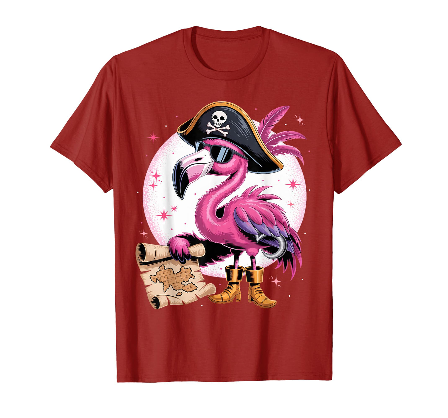 Pirate Pink Flamingo Funny Halloween Party Costume Men Women T-Shirt