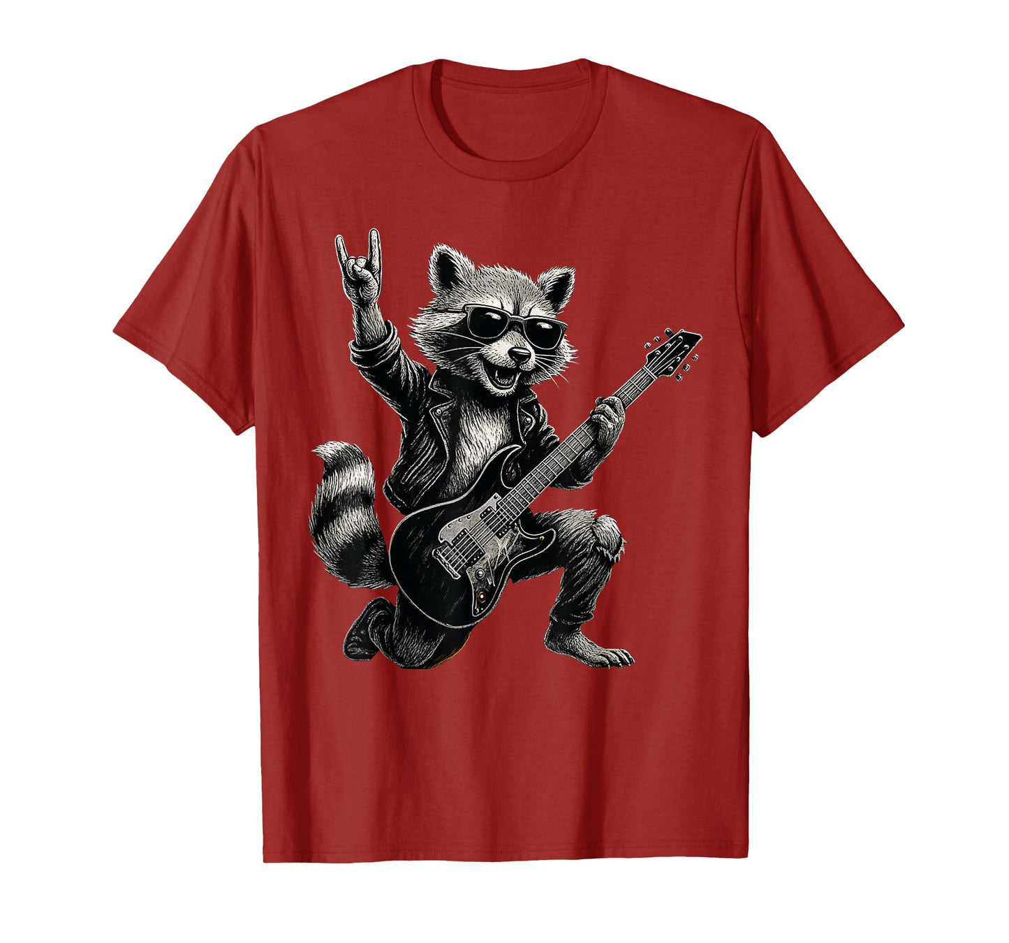 Retro Raccoon Rock Music Gift Men Kids Women Funny Raccoon T-Shirt