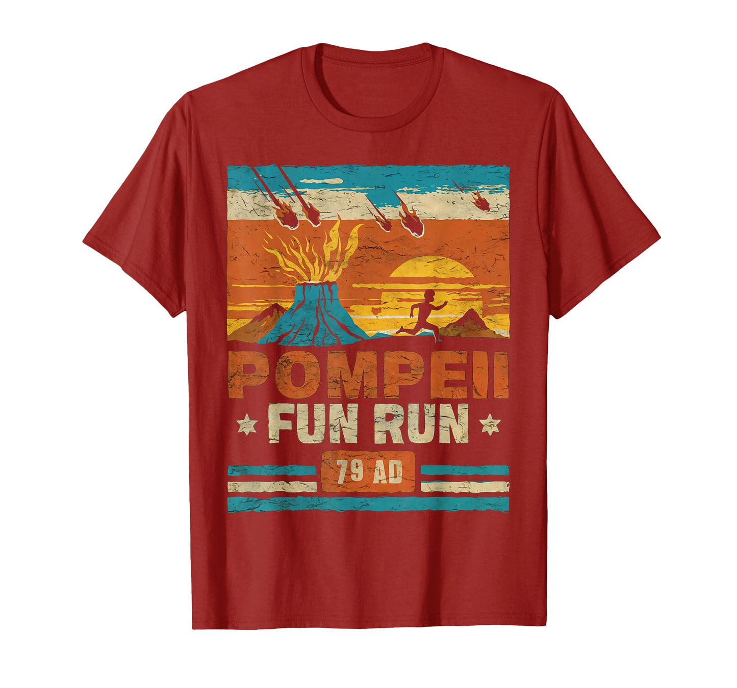 Pompeii Fun Run Retro Volcano Lover Geology Volcanologist T-Shirt