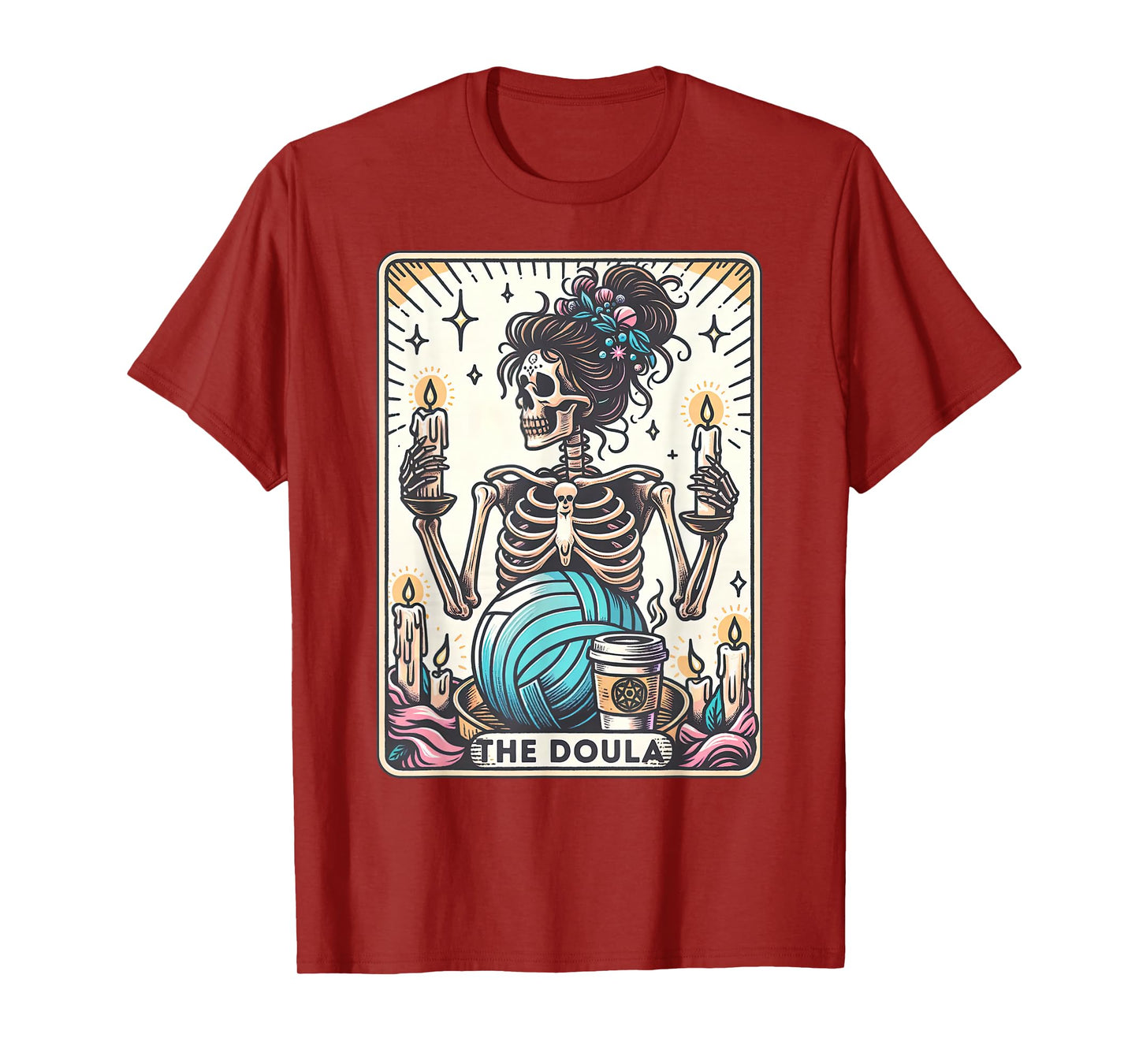 Doula Tarot Card Skeleton Midwife Birth Worker Postpartum T-Shirt