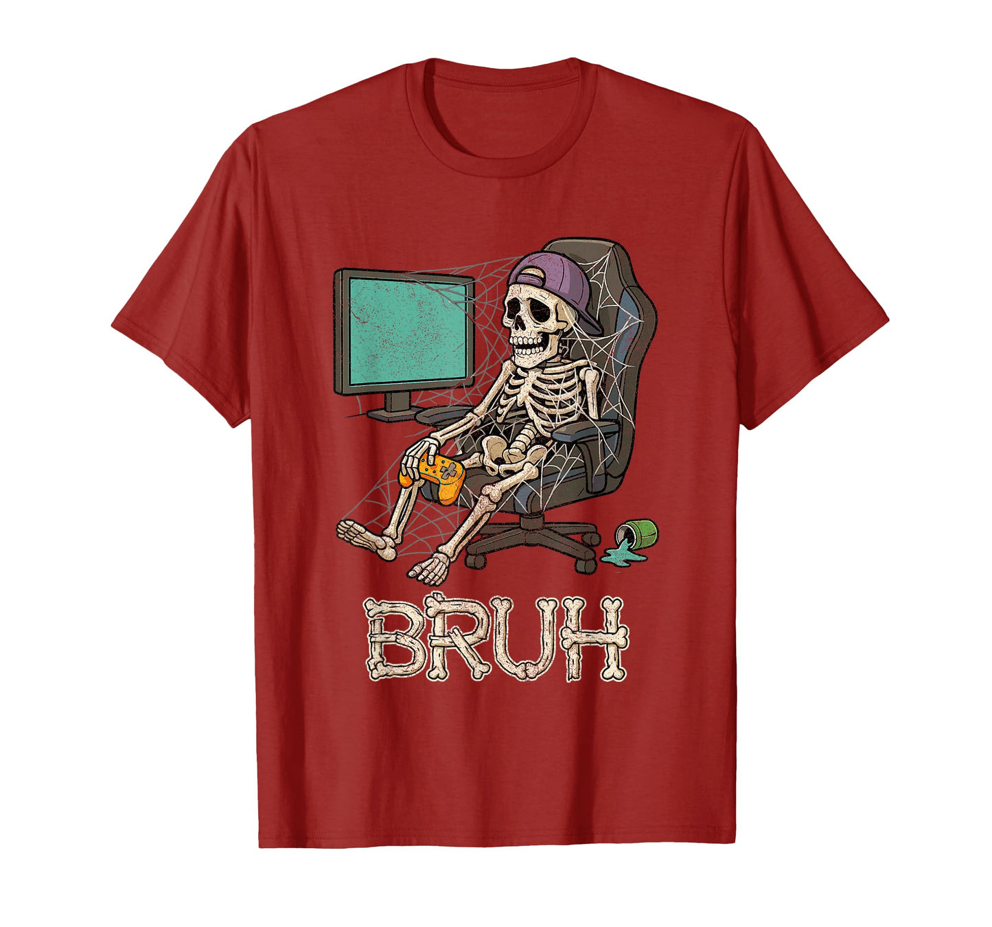 Funny Gamer Skeleton Gamer Teen Boys Video Gaming Bruh T-Shirt