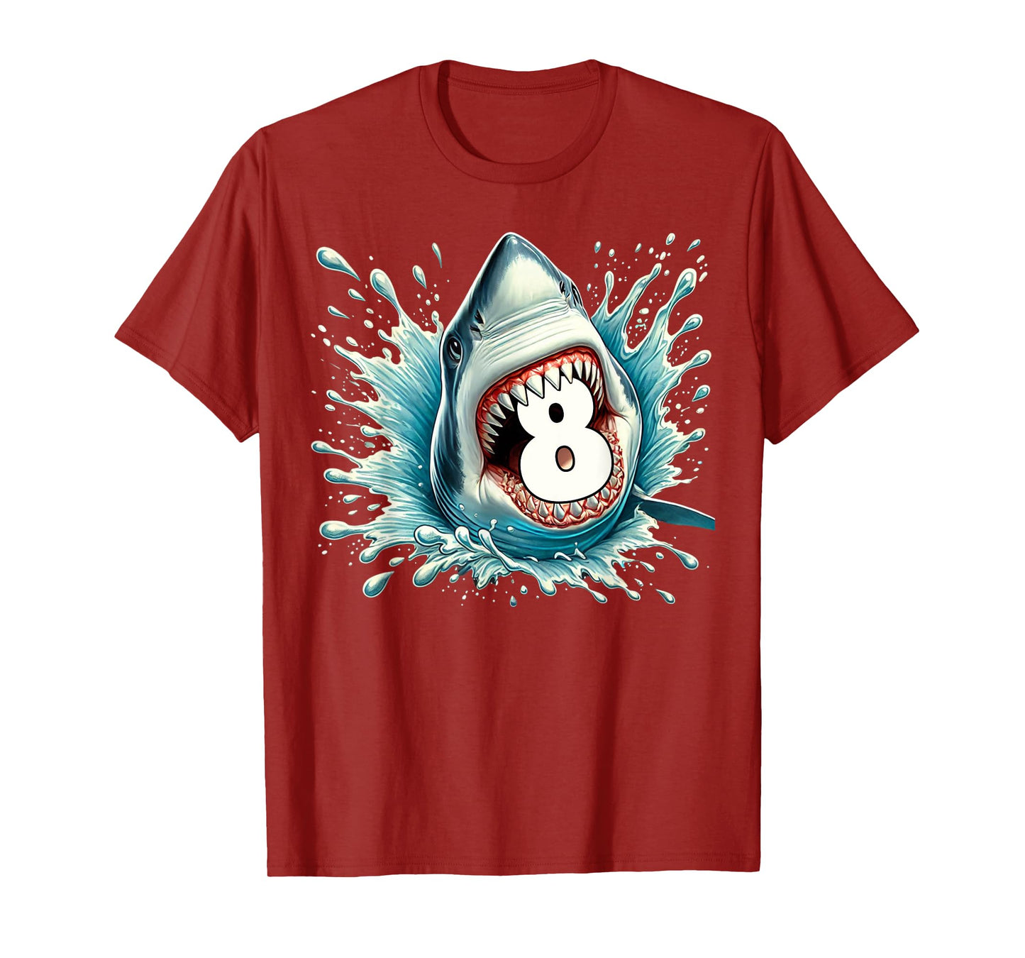Funny 8th Birthday Eight Years Old Bday Shark Lover T-Shirt