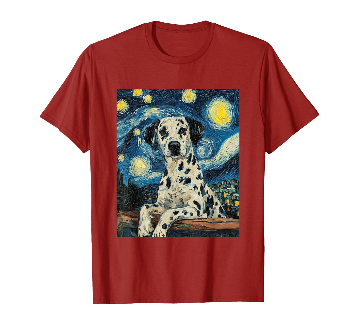 Cute Dalmatian Dog Doggy - Van Gogh Style - Starry Night Men Women Girls Kids T-Shirt