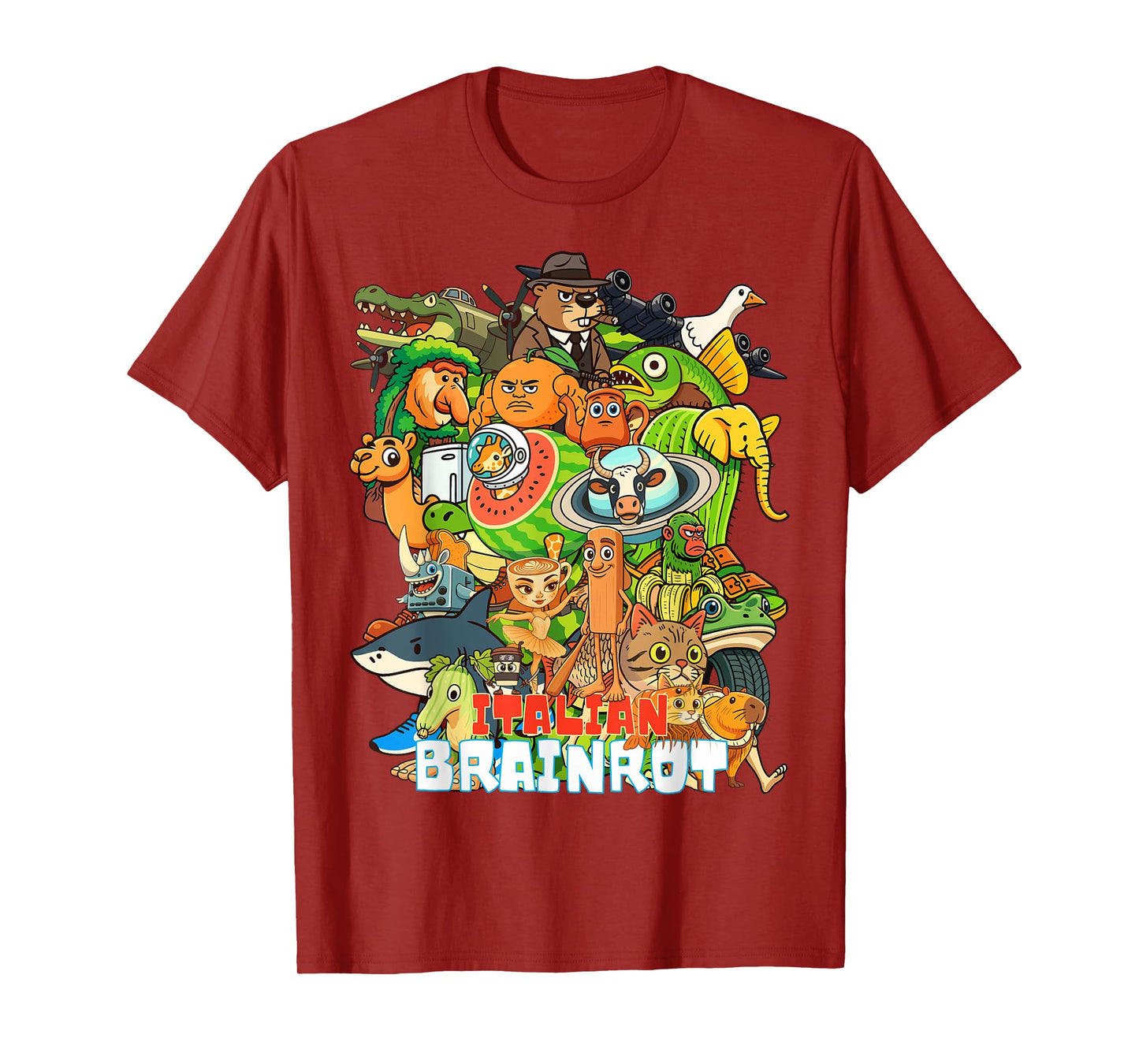 Italian Brainrot Cartoon-Style Viral Gen Z Meme Collage T-Shirt