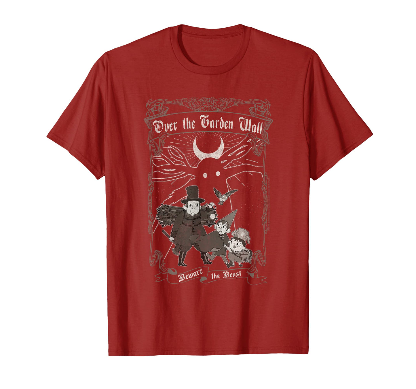 Over The Garden Wall Vintage Framed Scene Spooky Cartoon T-Shirt
