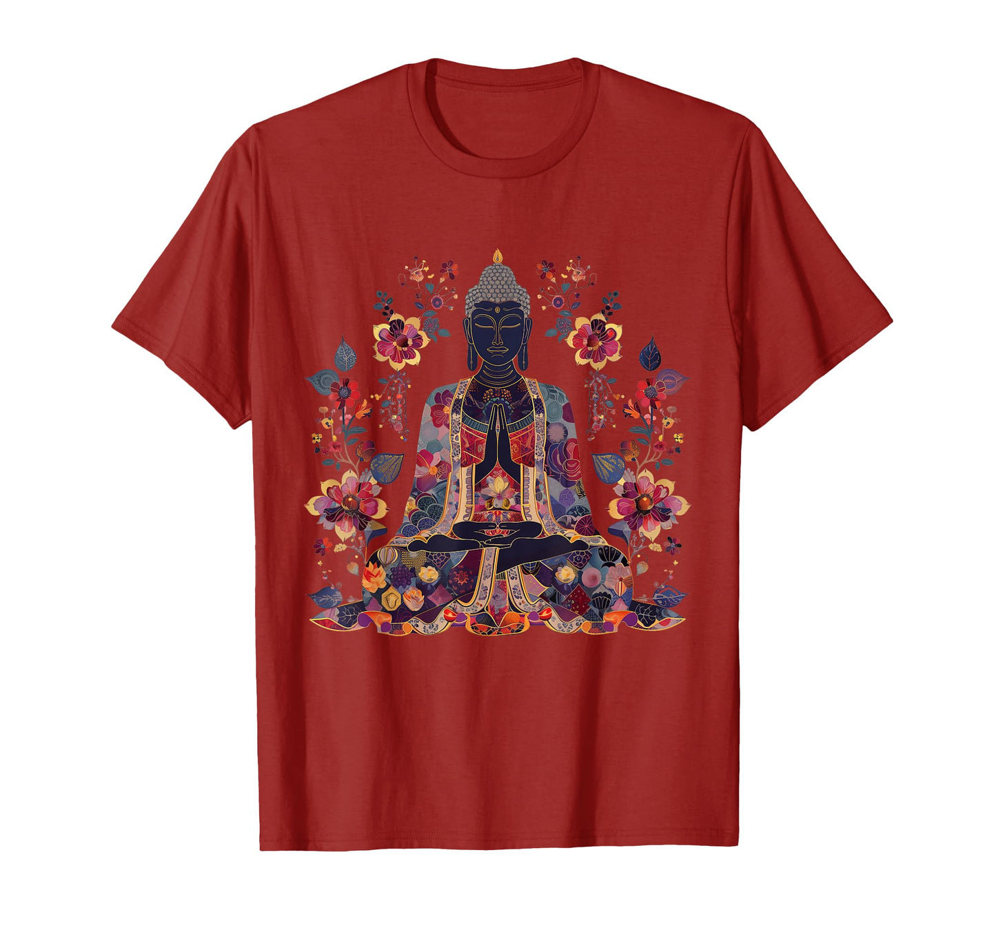Buddha Floral Vintage Flower Yoga Buddhism Yogi Buddhist T-Shirt