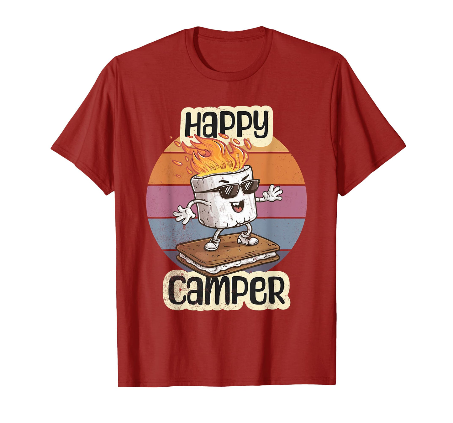 Happy Marshmallow Camper Cute Girls Kids Camp Camping Smores T-Shirt