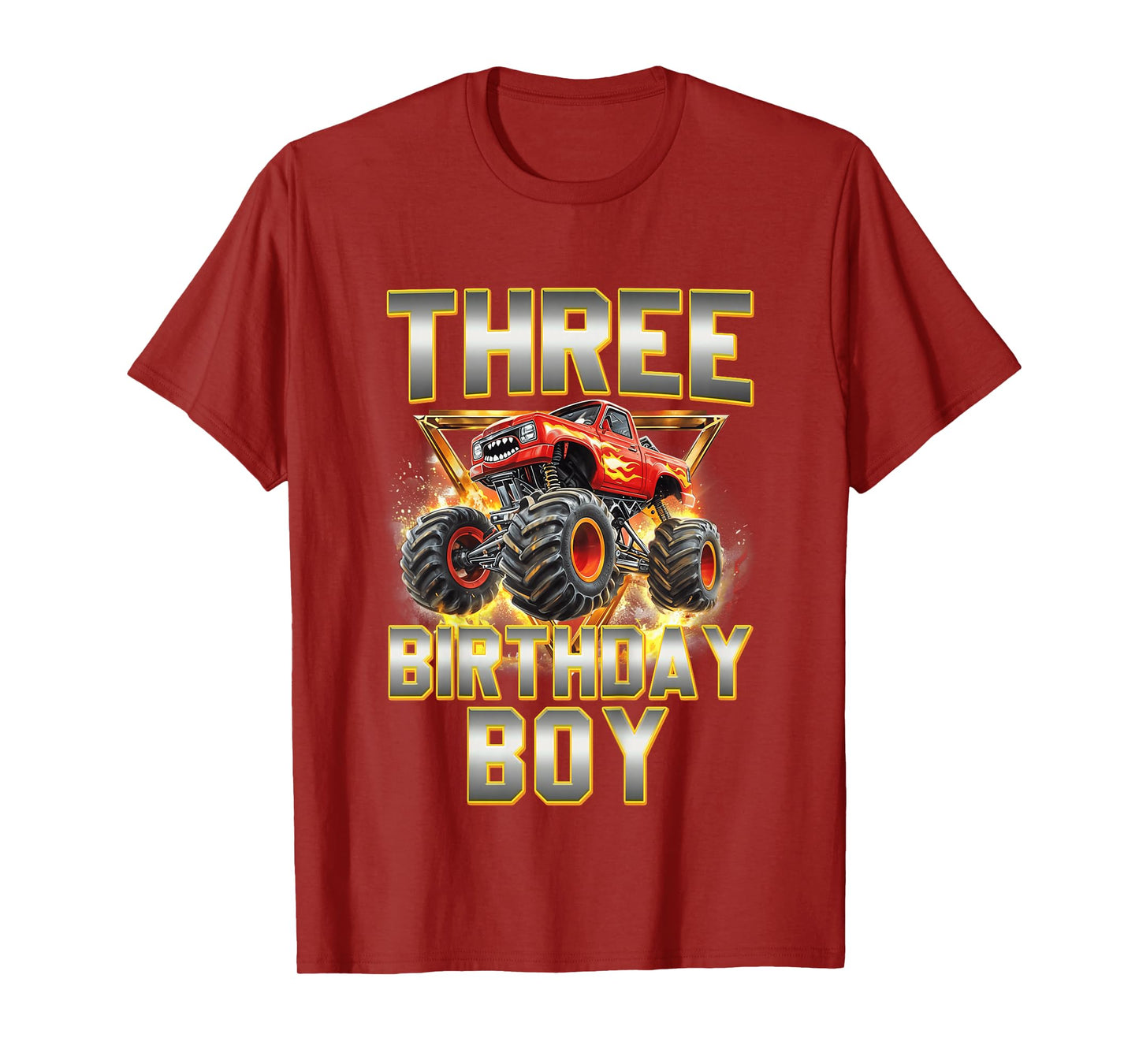 Kids I'm Three Year Old 3rd Birthday Boy Monster Truck Are My Jam T-Shirt