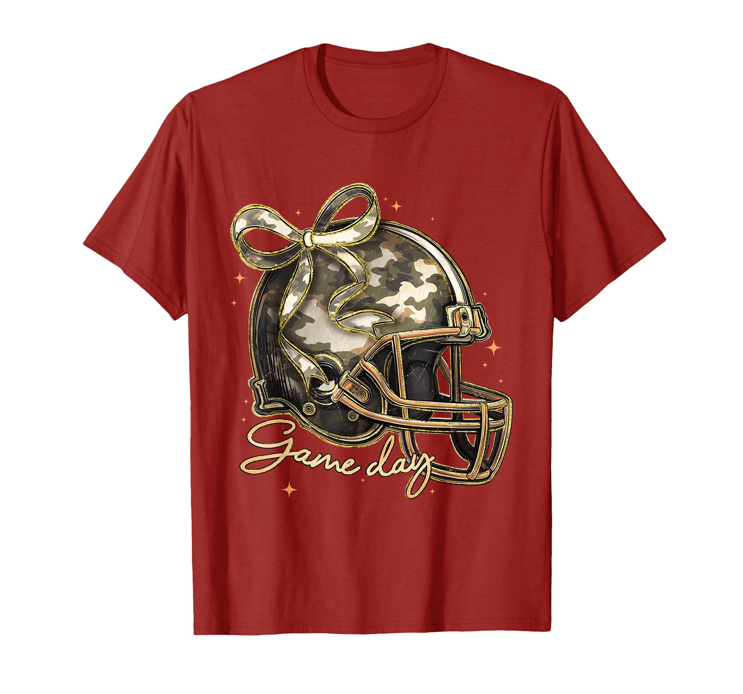 Touchdown Football Game Day Thanksgiving Camo Coquette Bow T-Shirt