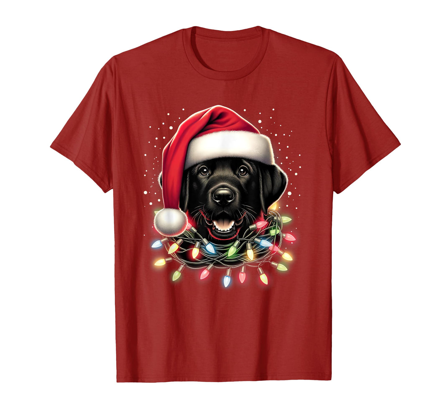 Black Lab Labrador Christmas Tree Light Pajama Dog Xmas T-Shirt for Men Women Kids