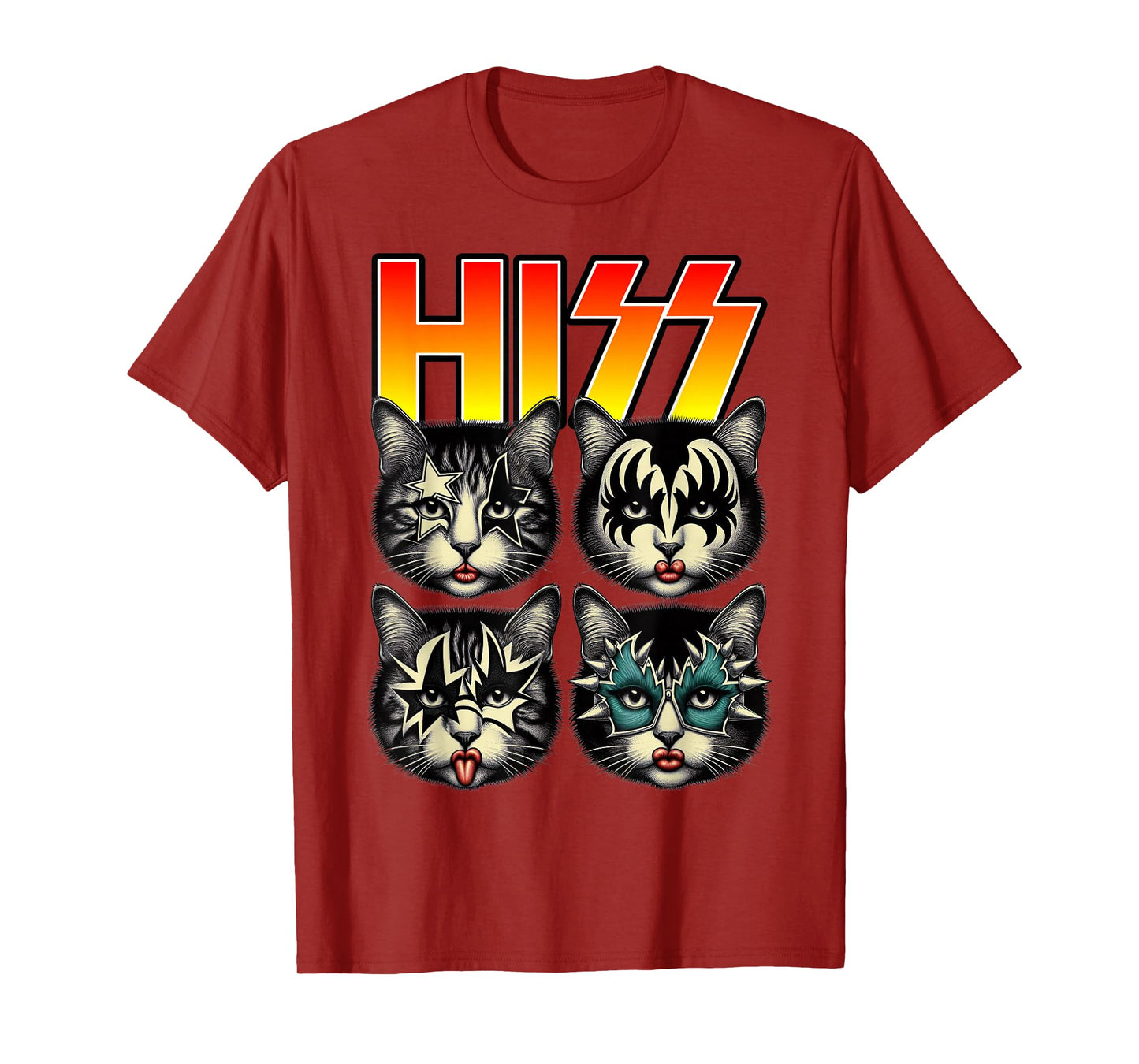 Retro Cat Rock Music Concert Band Hiss Funny Cat Kitten Love T-Shirt