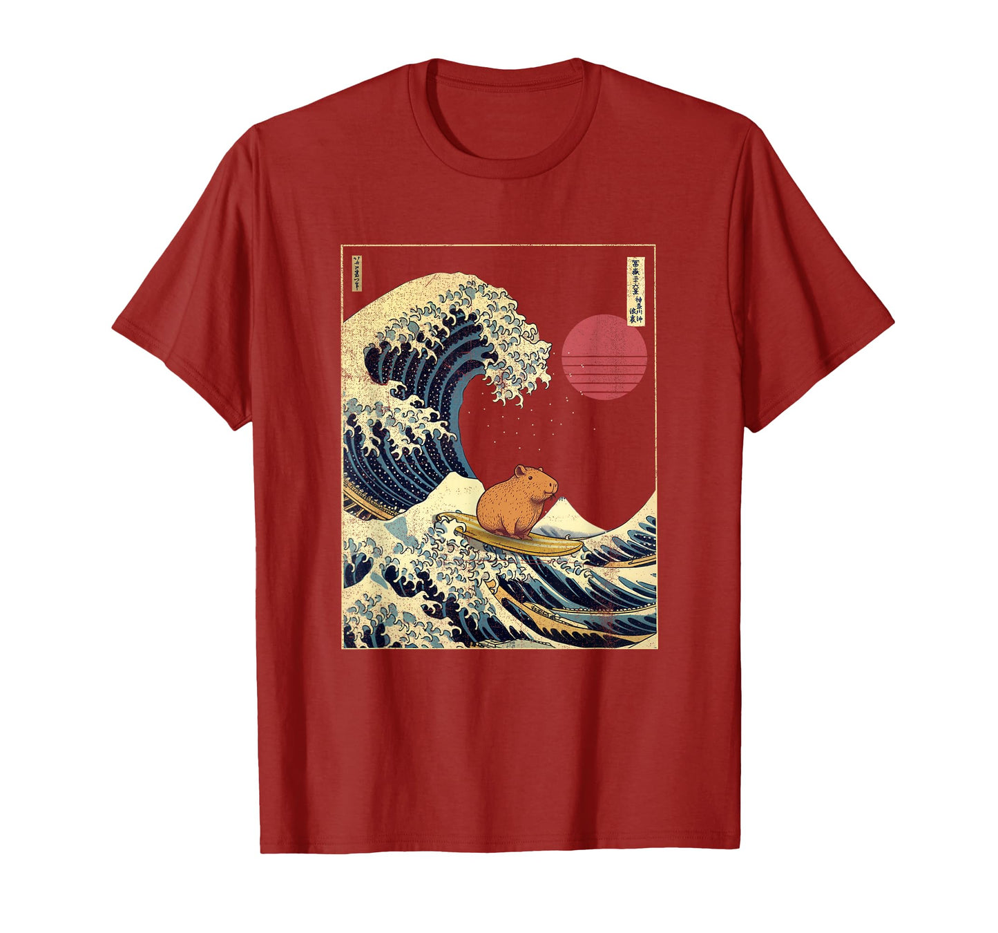 Capybara Japanese Kanagawa Wave Funny Surf Animal T-Shirt
