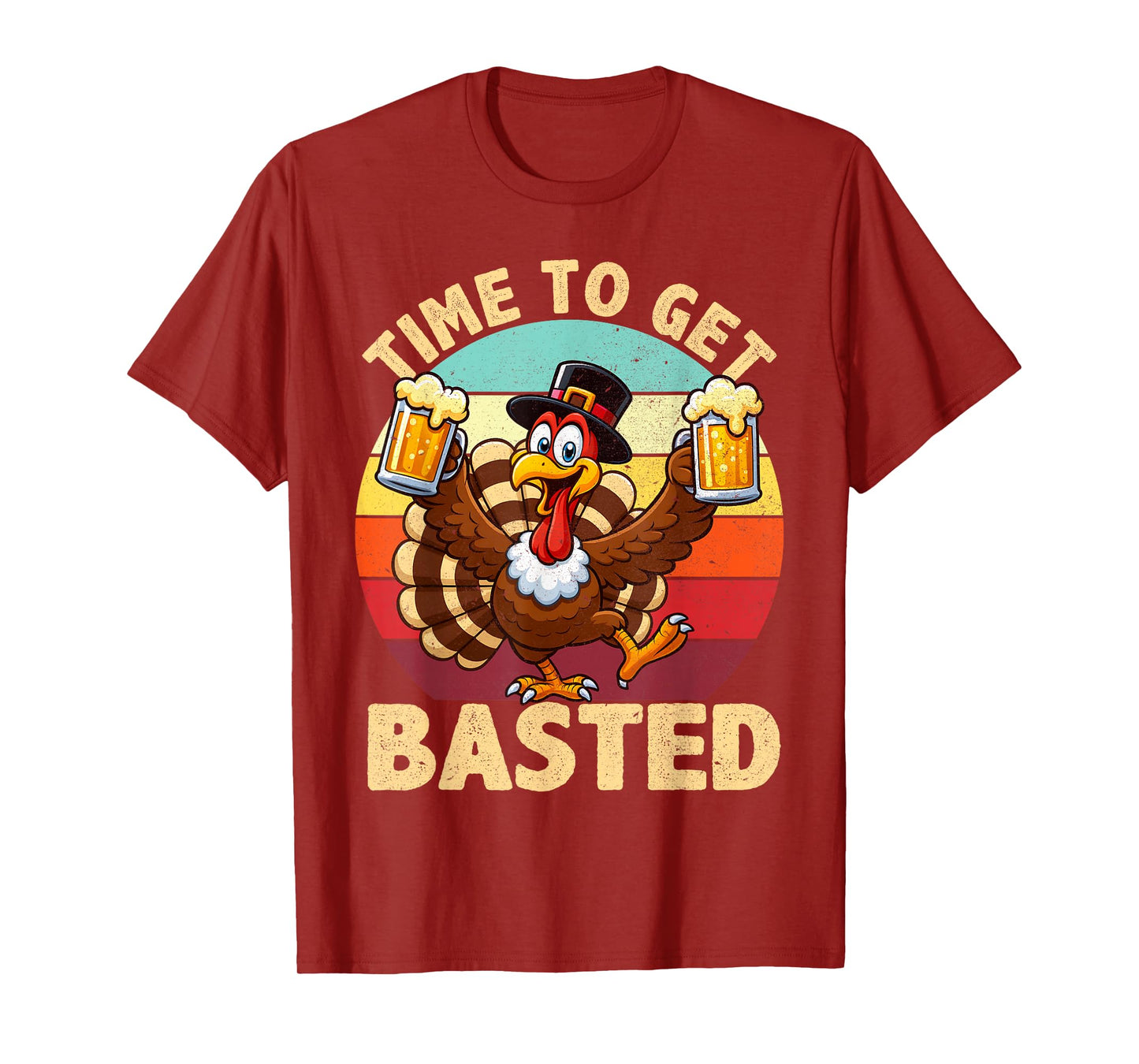 Time to Get Basted Turkey Funny Fall Thanksgiving Men T-Shirt