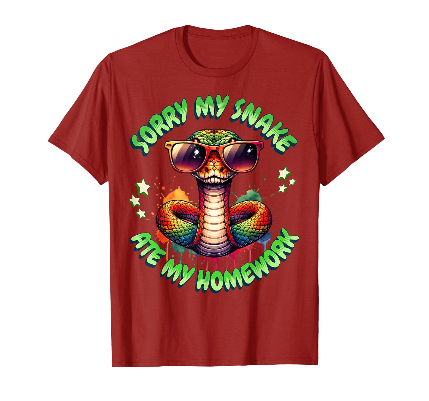Snake Pun Sorry My Snake Ate My Homework Animal Humor Kids T-Shirt