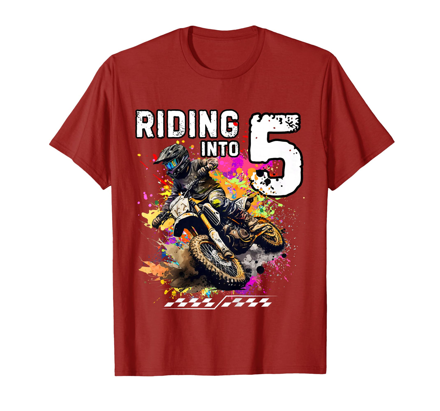 Kids Riding Into 5th Boy Dirt Bike MX Motocross Birthday T-Shirt
