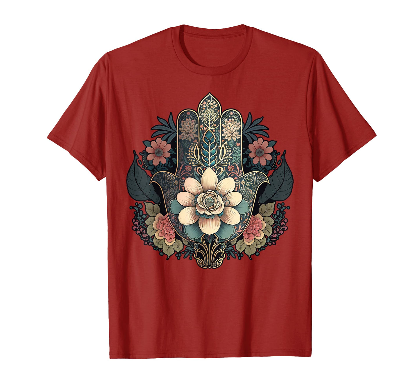 Khamsah or flower Hand of Fatima on floral Hamsa Hand T-Shirt