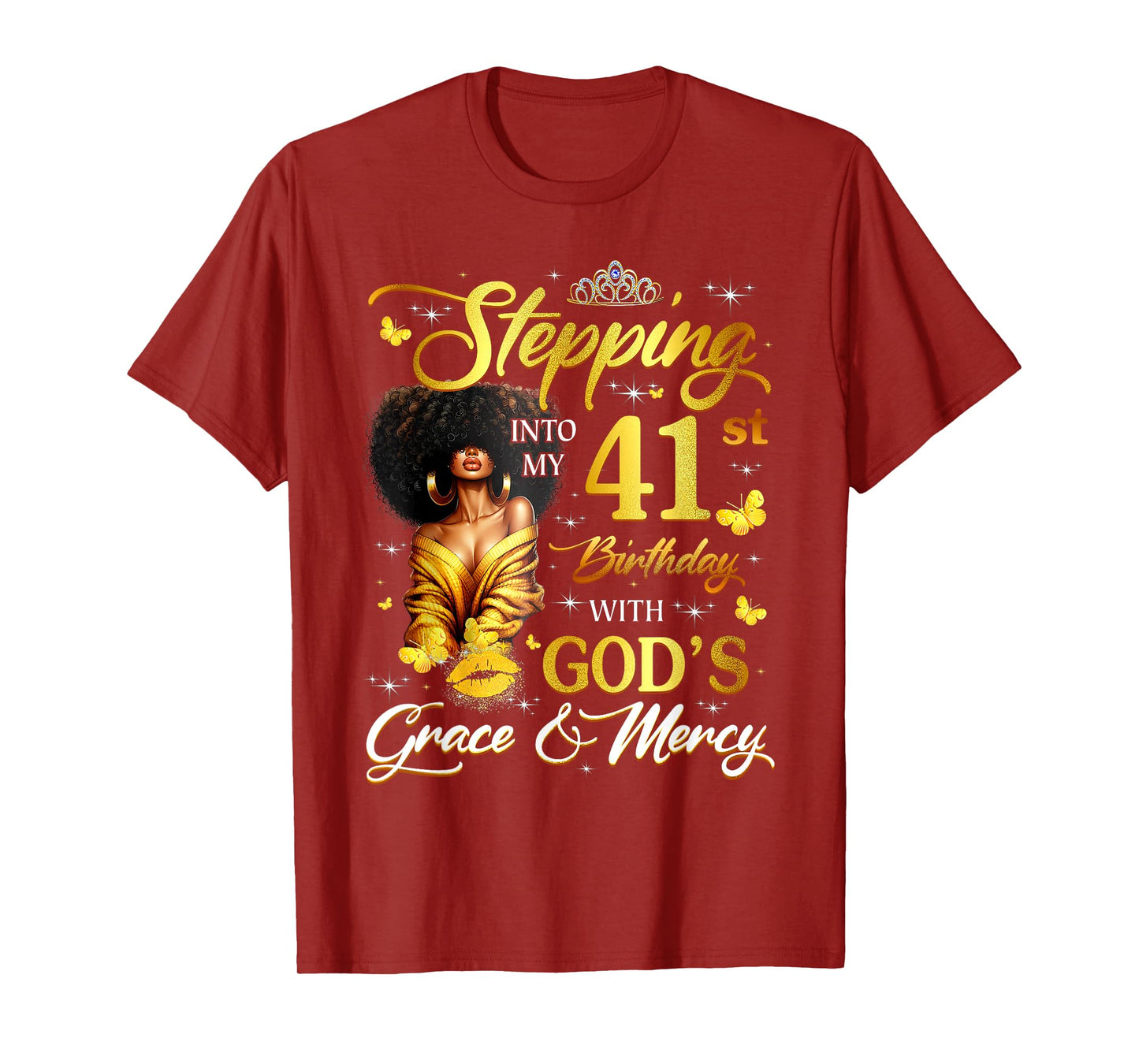 Stepping Into My 41st Birthday Black Queen Bday T-Shirt