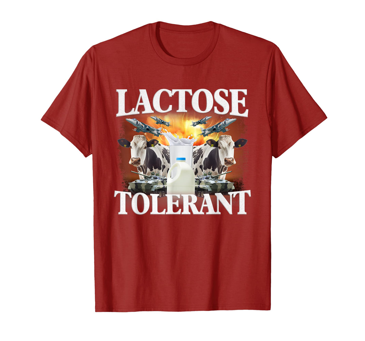 Funny Lactose Retro Pro-Dairy Apparel Unisex-Adults Black Cotton Blend T-Shirt Small