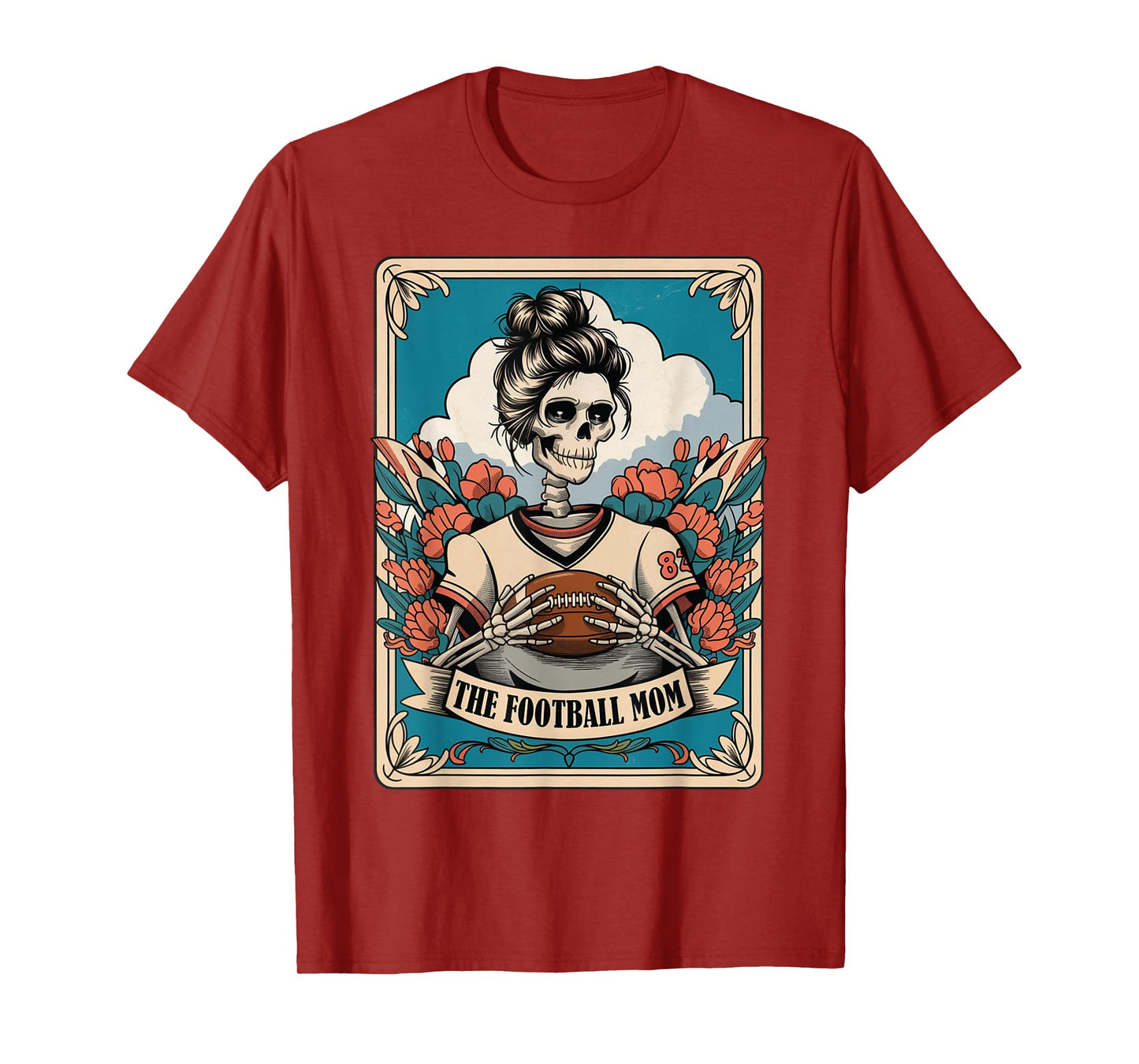 Football Mom Tarot Card Skeleton Football Mama Mother's Day T-Shirt