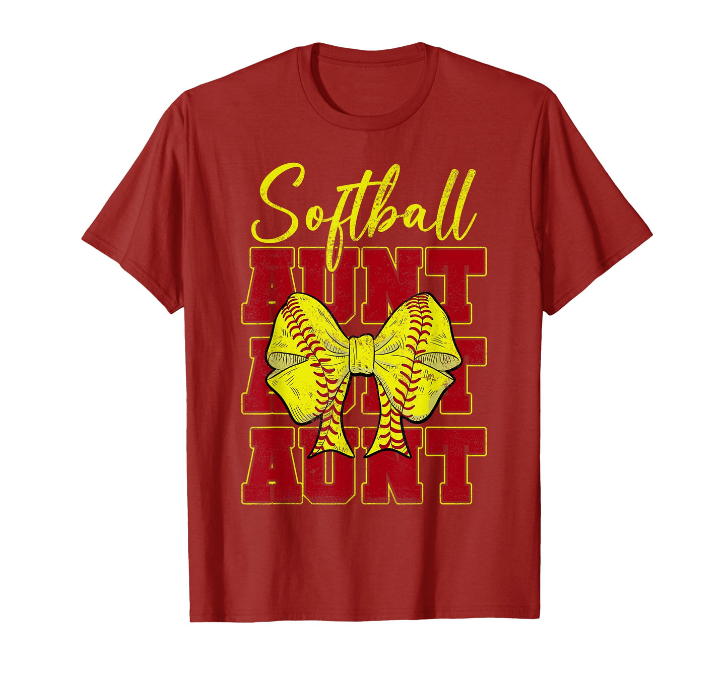 Softball Aunt Coquette Bow Sport Lover Vintage Mothers Day T-Shirt
