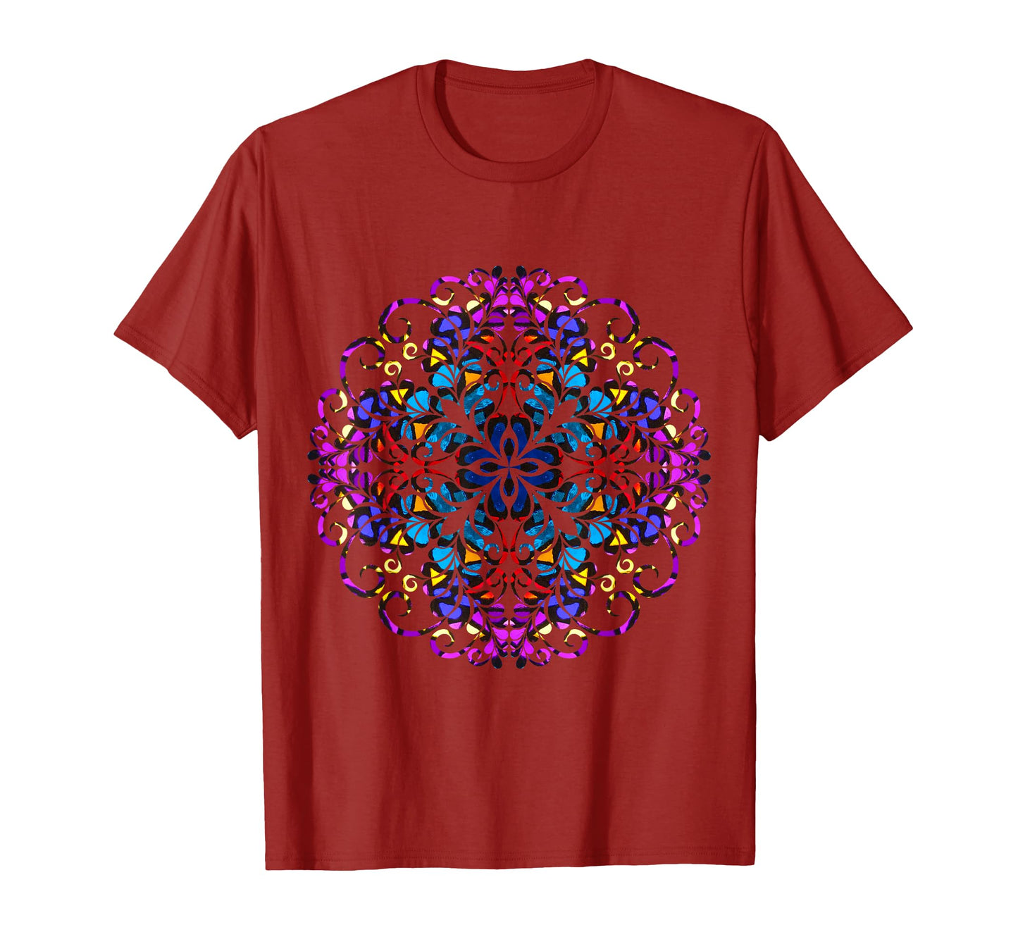 Mandala Stained Glass Graphic with Bright Rainbow of Colors T-Shirt