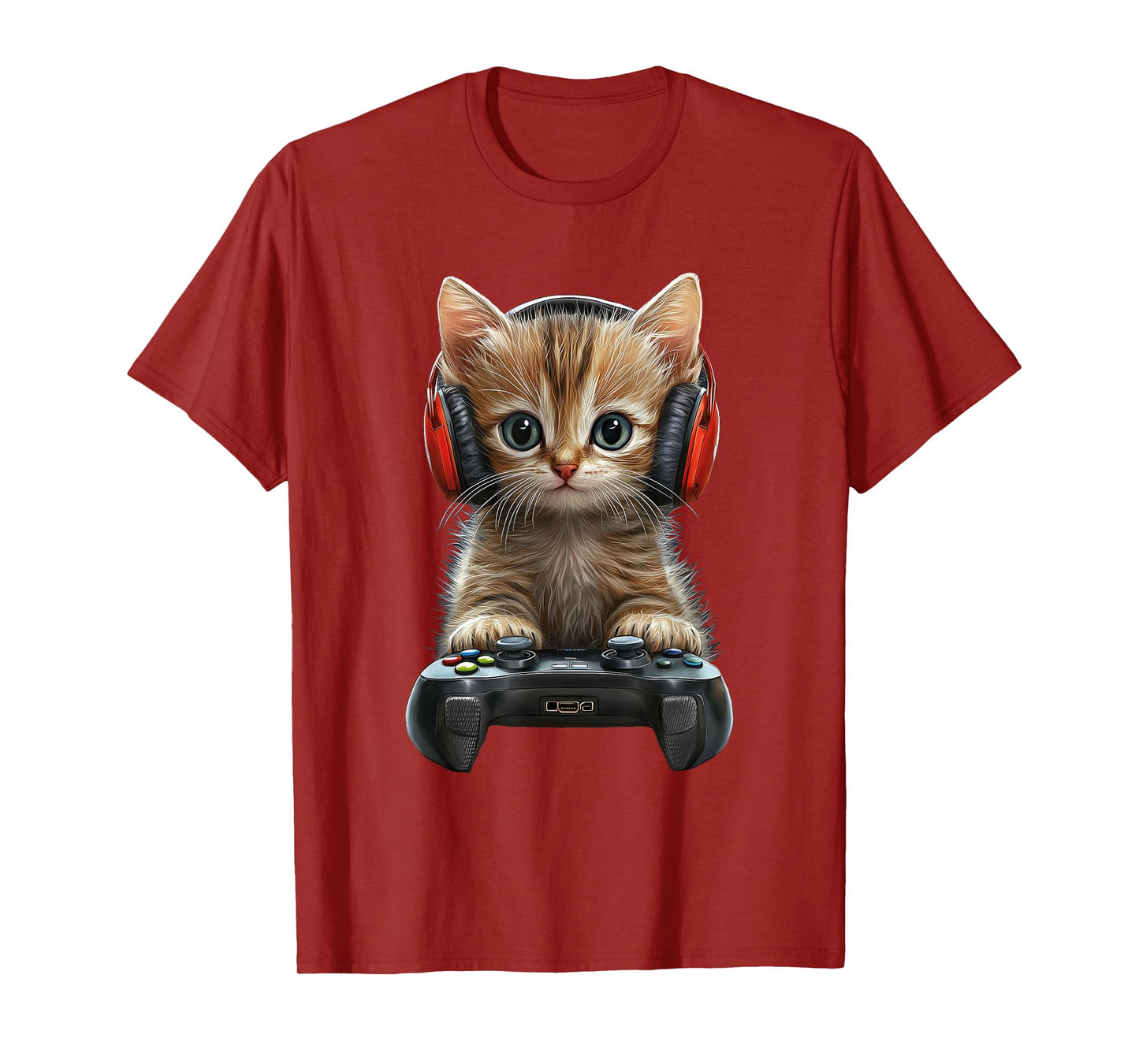 Cute Cat Kitten Gamer Gaming Game Funny Graphic T-Shirt