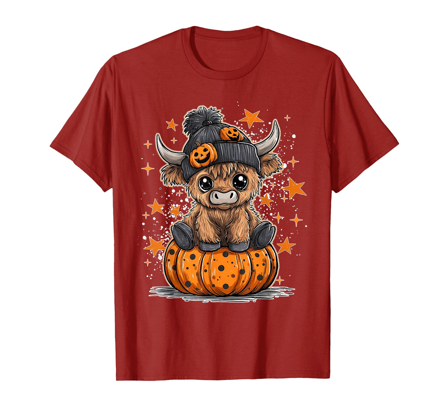 Moo I Mean Boo Funny Fall Pumpkin Highland Cow Halloween T-Shirt