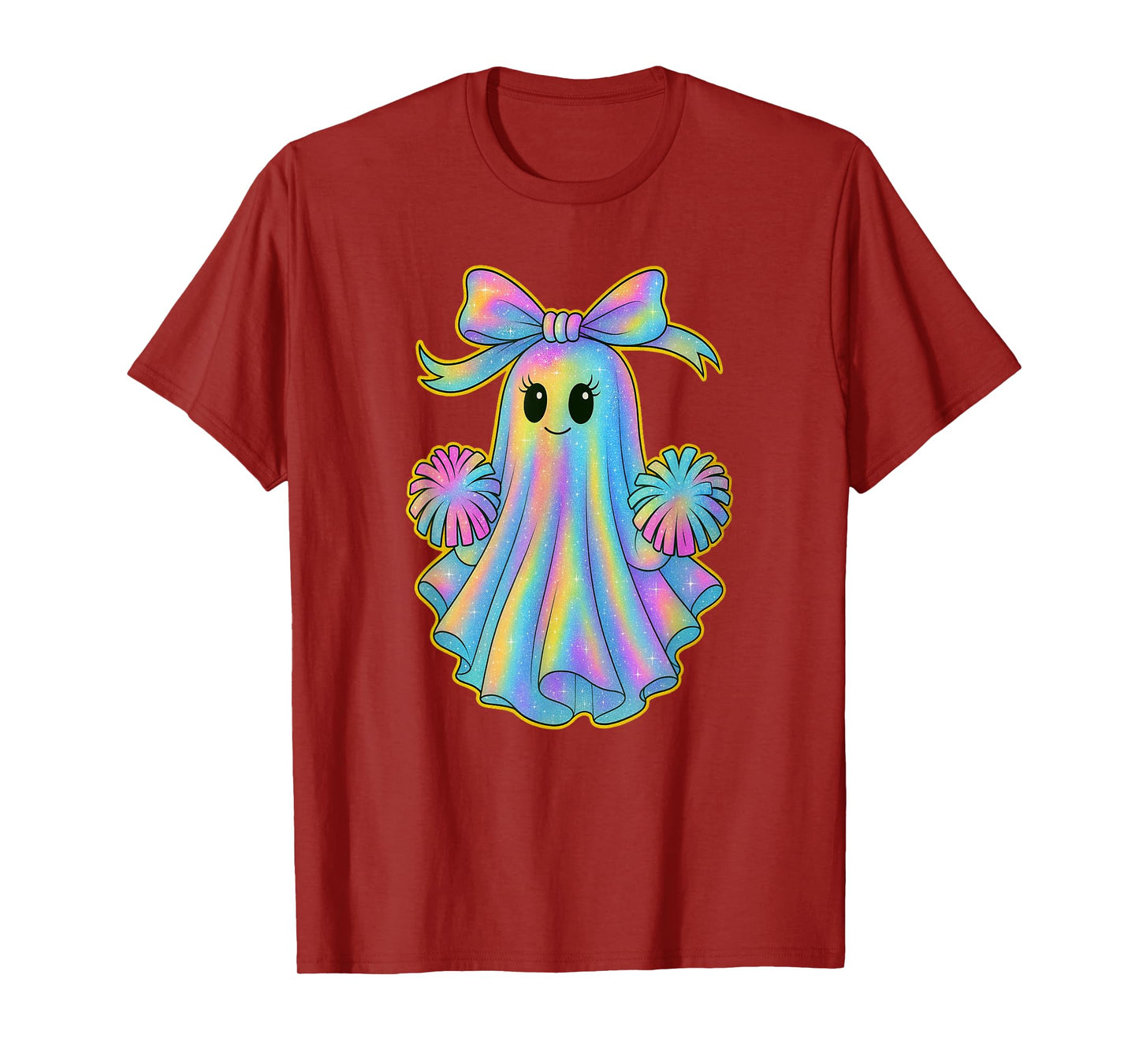 Cute Cheerleader Ghost Lover Pastel Halloween Coquette Bow T-Shirt