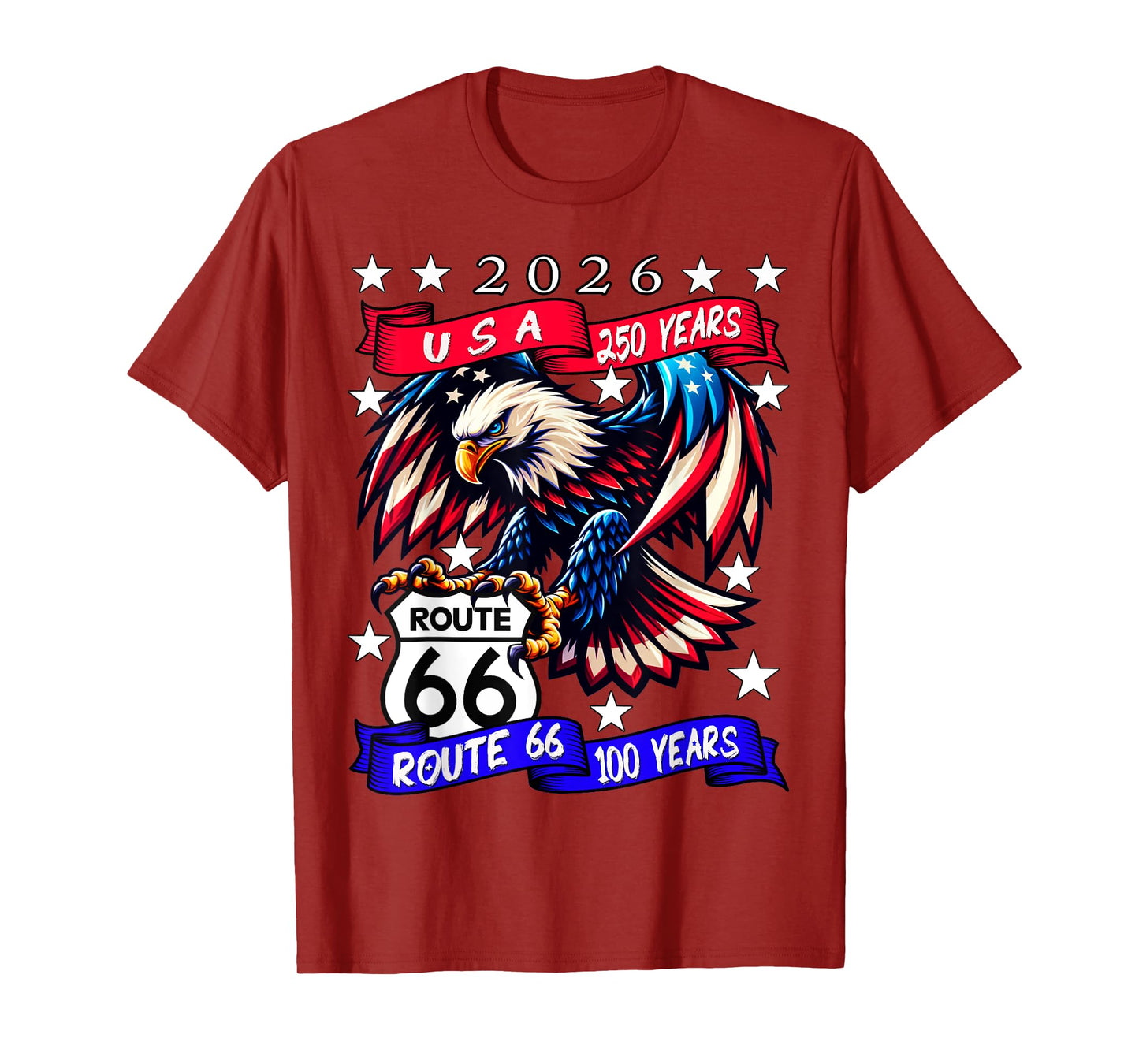 USA 250 Route 66 100 Years Eagle Anniversary Celebration T-Shirt