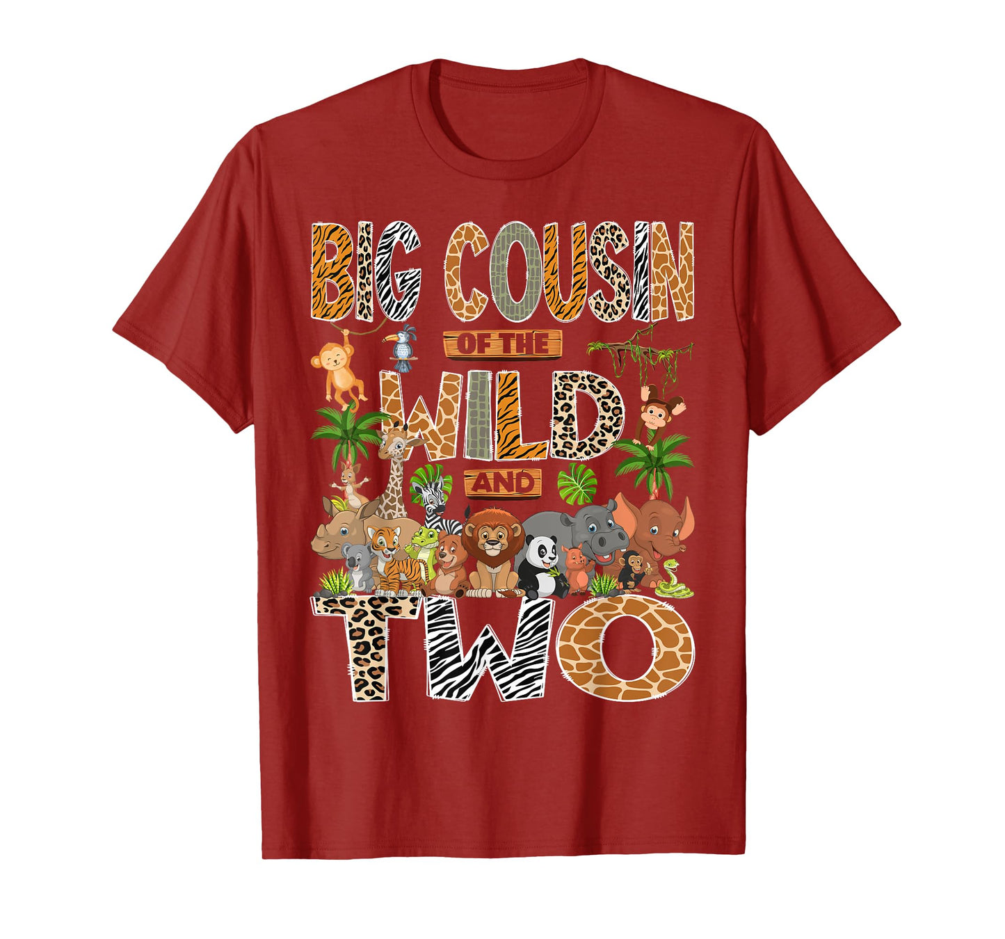 Big Cousin Of The Wild & Two 2Nd Birthday Boy Safari Jungle T-Shirt